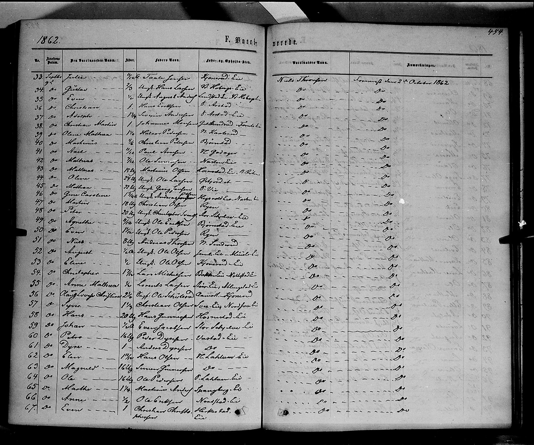 Stange prestekontor, SAH/PREST-002/K/L0013: Parish register (official) no. 13, 1862-1879, p. 454