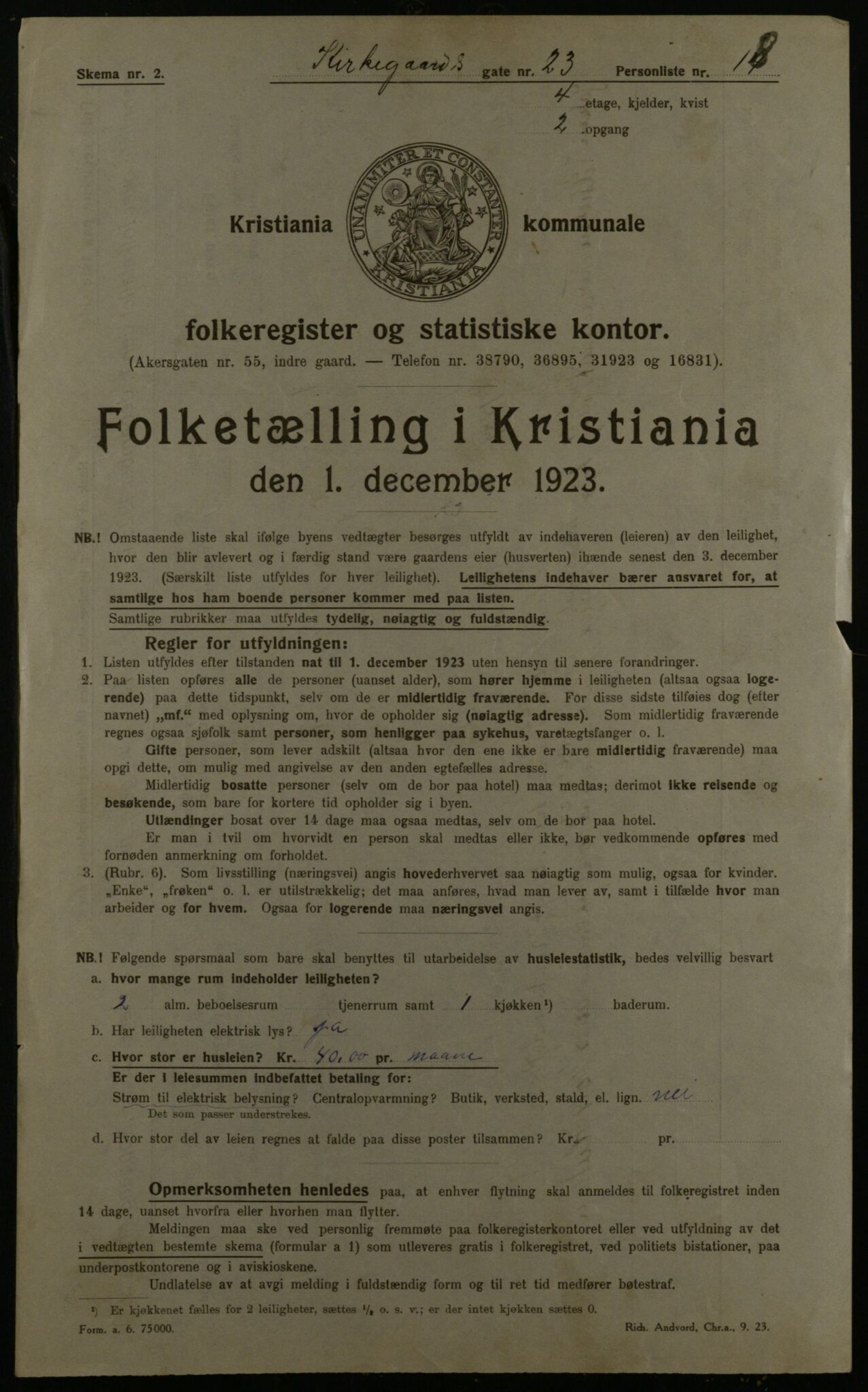 OBA, Municipal Census 1923 for Kristiania, 1923, p. 56596