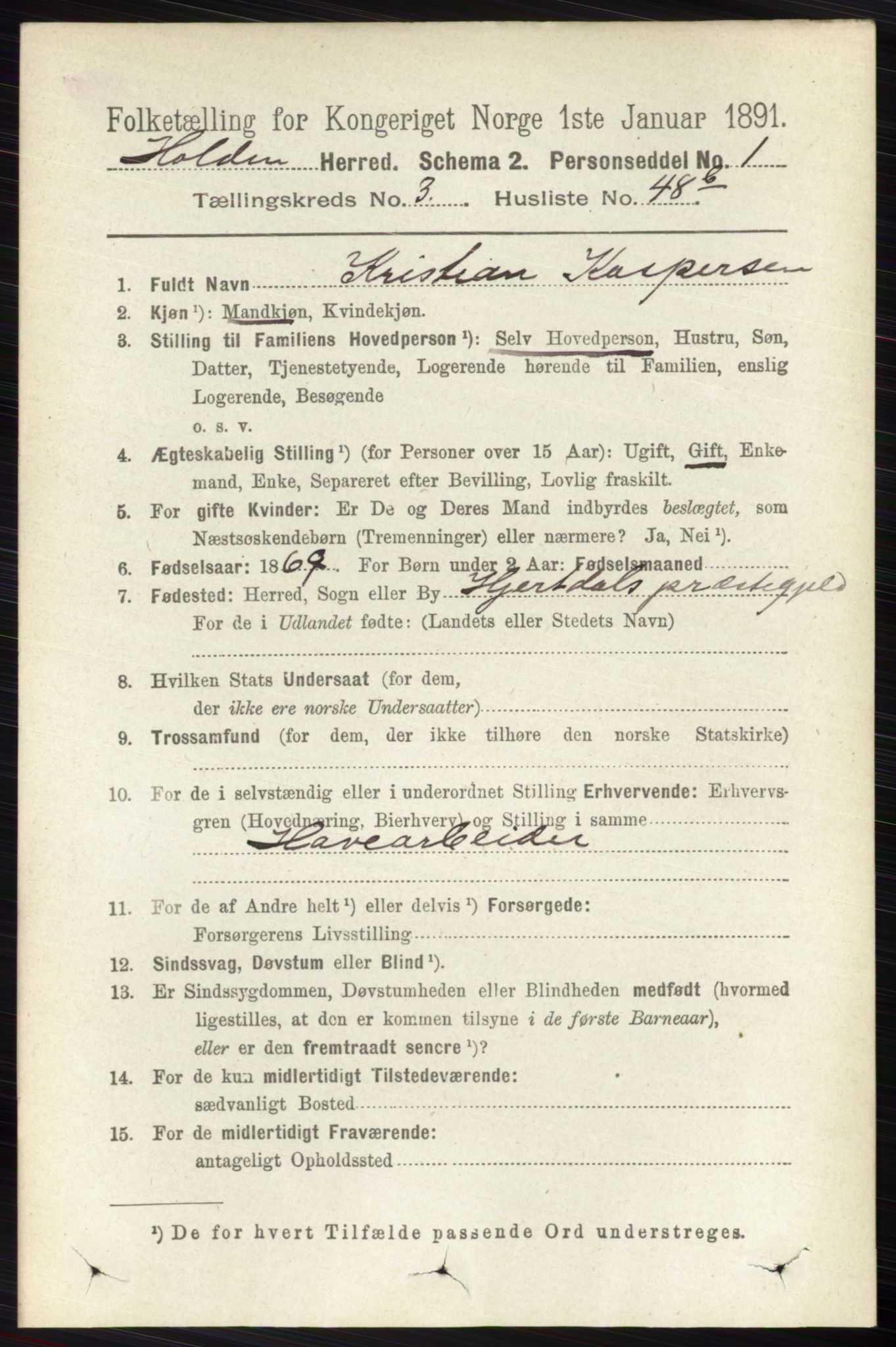 RA, 1891 census for 0819 Holla, 1891, p. 1882