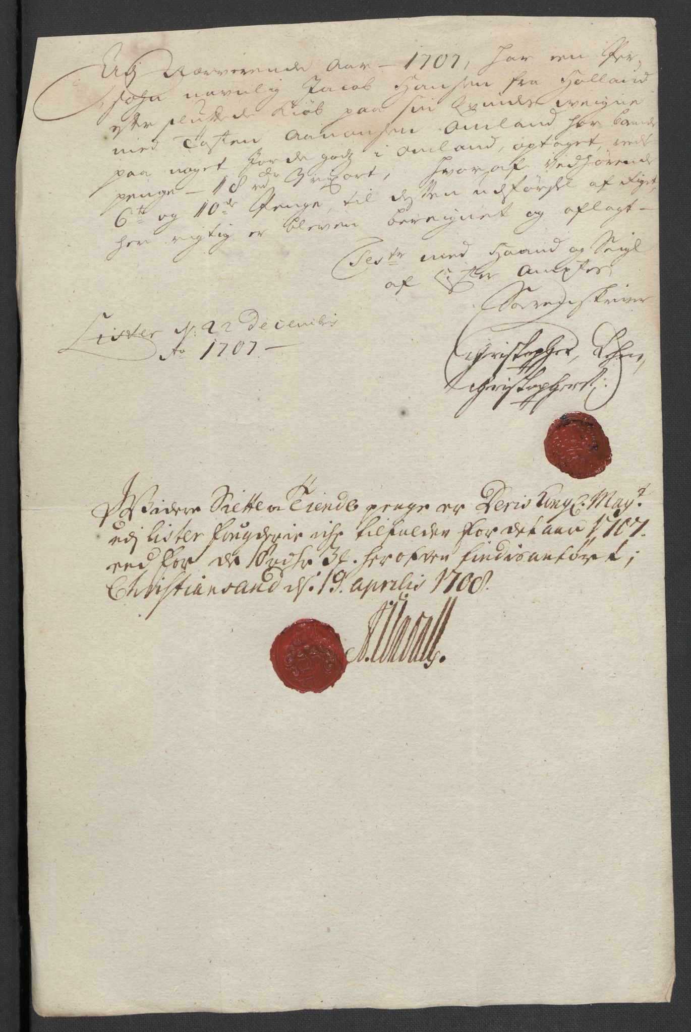 Rentekammeret inntil 1814, Reviderte regnskaper, Fogderegnskap, AV/RA-EA-4092/R43/L2551: Fogderegnskap Lista og Mandal, 1705-1709, p. 434