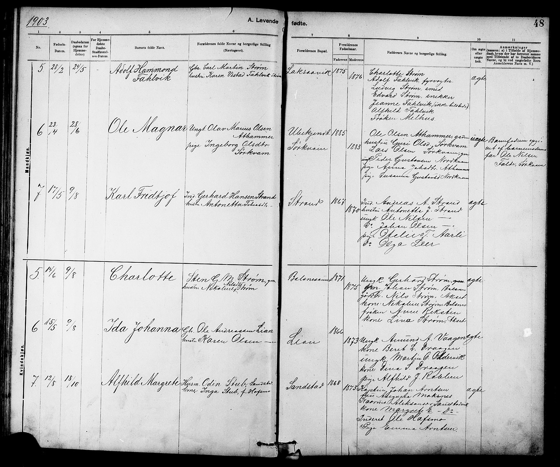 Ministerialprotokoller, klokkerbøker og fødselsregistre - Sør-Trøndelag, AV/SAT-A-1456/639/L0573: Parish register (copy) no. 639C01, 1890-1905, p. 48