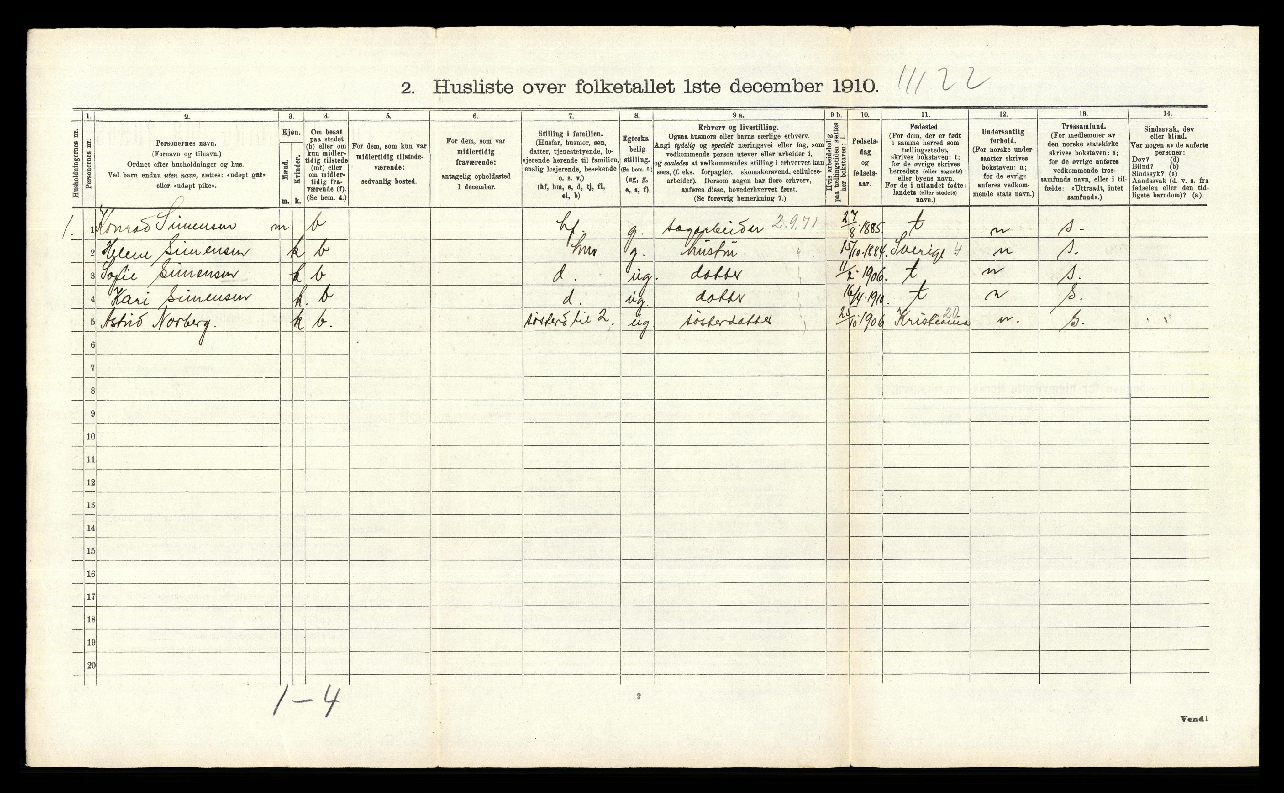 RA, 1910 census for Glemmen, 1910, p. 445