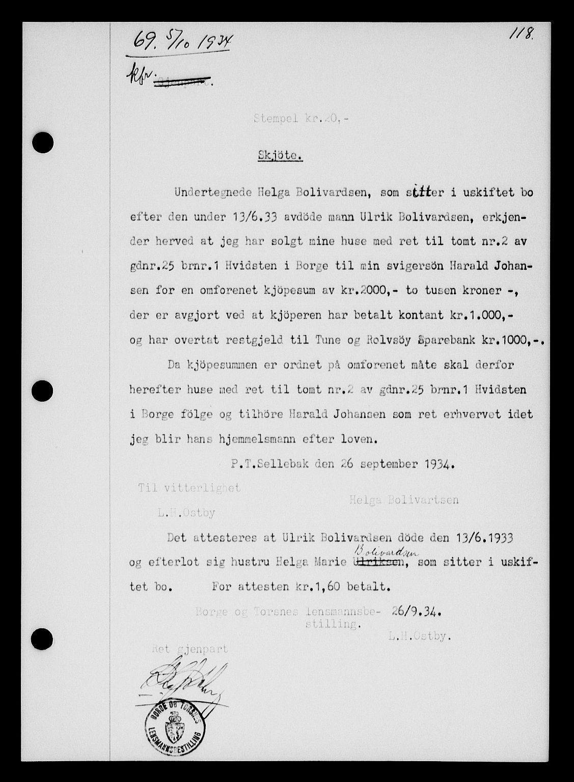 Tune sorenskriveri, SAO/A-10470/G/Gb/Gbb/L0004: Mortgage book no. II 20-24, 1933-1935, Deed date: 05.10.1934