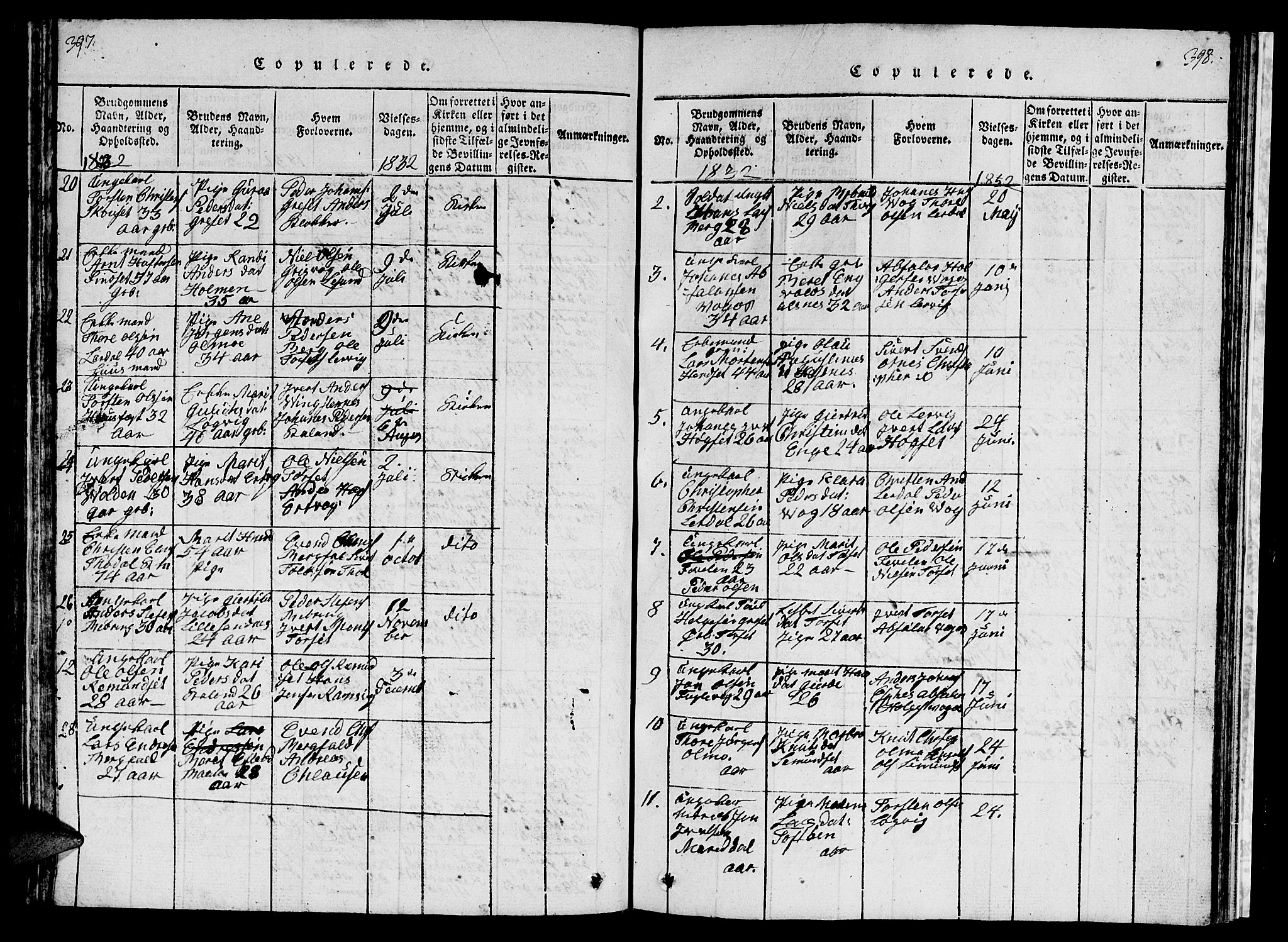 Ministerialprotokoller, klokkerbøker og fødselsregistre - Møre og Romsdal, AV/SAT-A-1454/578/L0908: Parish register (copy) no. 578C01, 1819-1837, p. 397-398