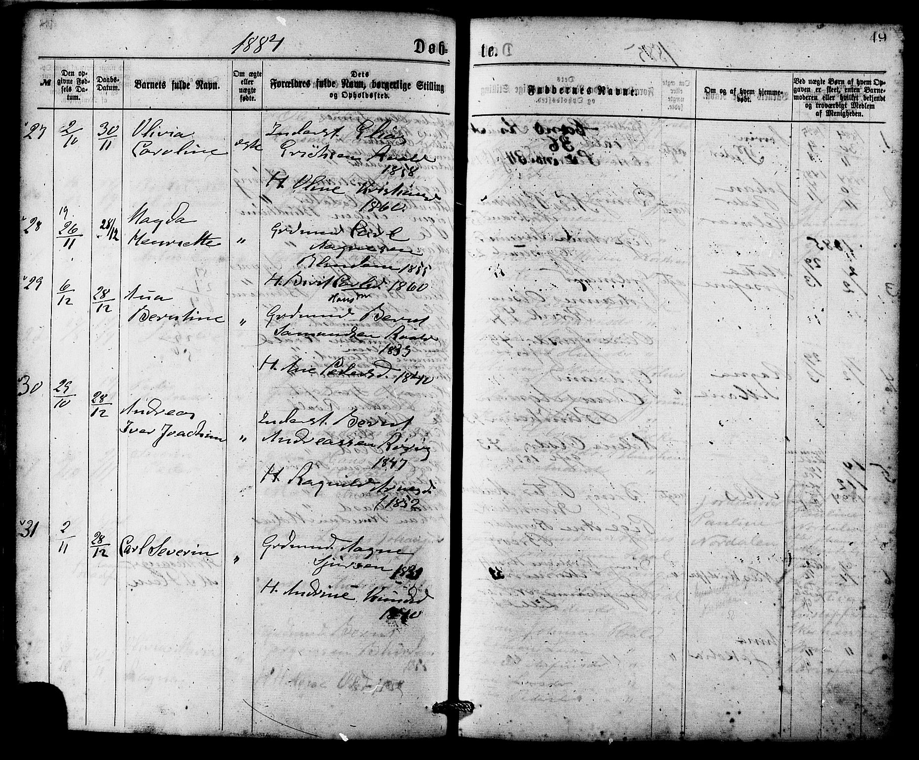 Ministerialprotokoller, klokkerbøker og fødselsregistre - Møre og Romsdal, AV/SAT-A-1454/537/L0519: Parish register (official) no. 537A03, 1876-1889, p. 49