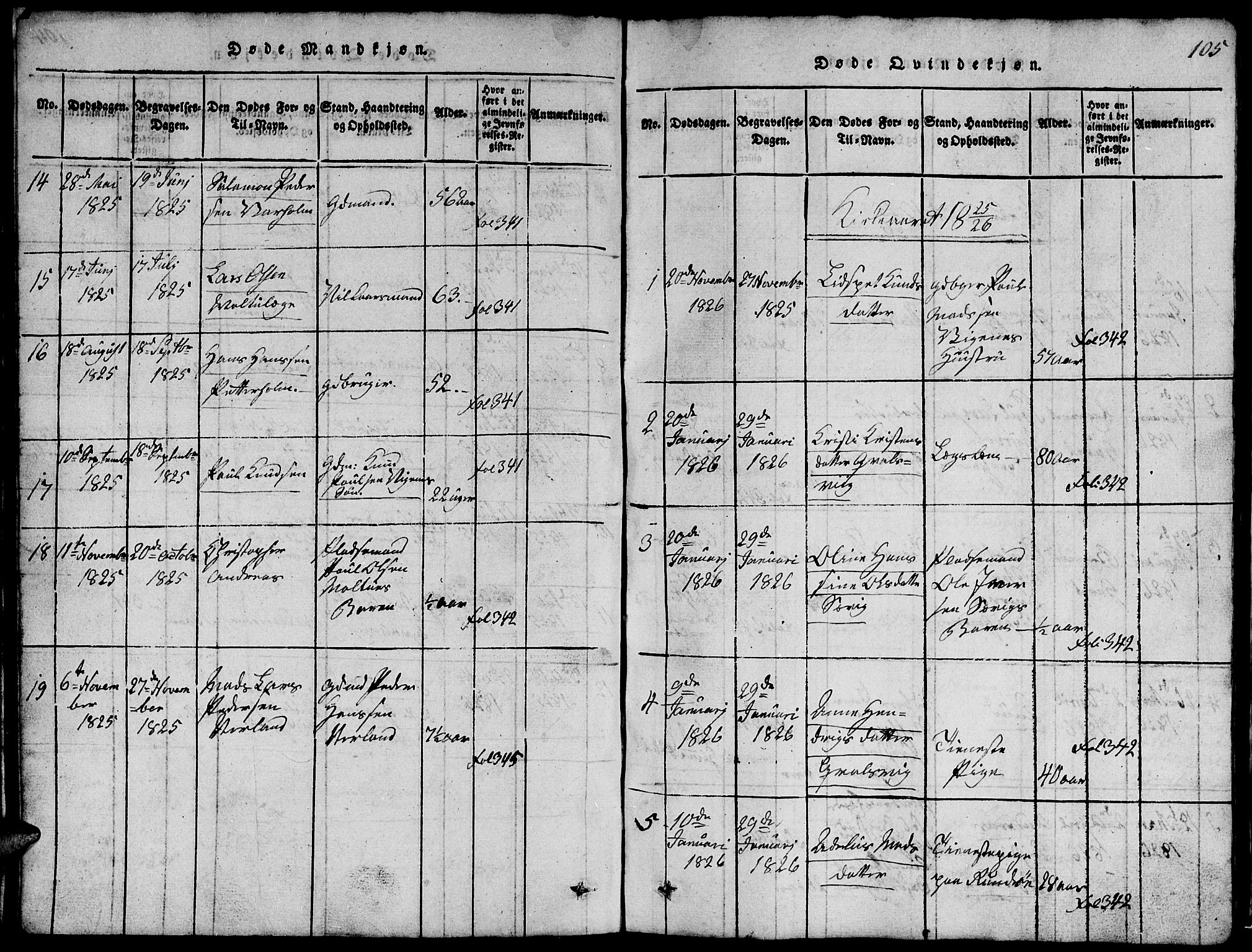 Ministerialprotokoller, klokkerbøker og fødselsregistre - Møre og Romsdal, AV/SAT-A-1454/507/L0078: Parish register (copy) no. 507C01, 1816-1840, p. 105