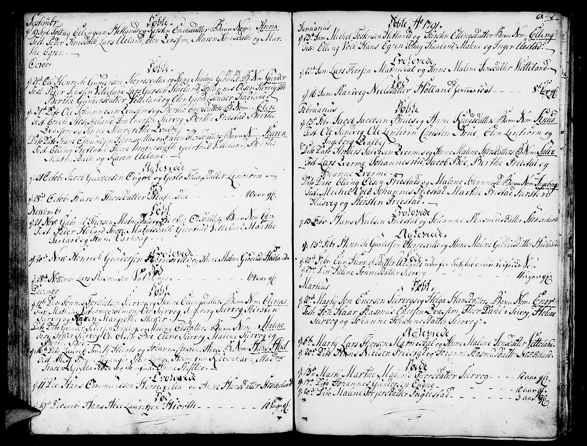 Eigersund sokneprestkontor, SAST/A-101807/S08/L0005: Parish register (official) no. A 5 /2, 1790-1791, p. 68