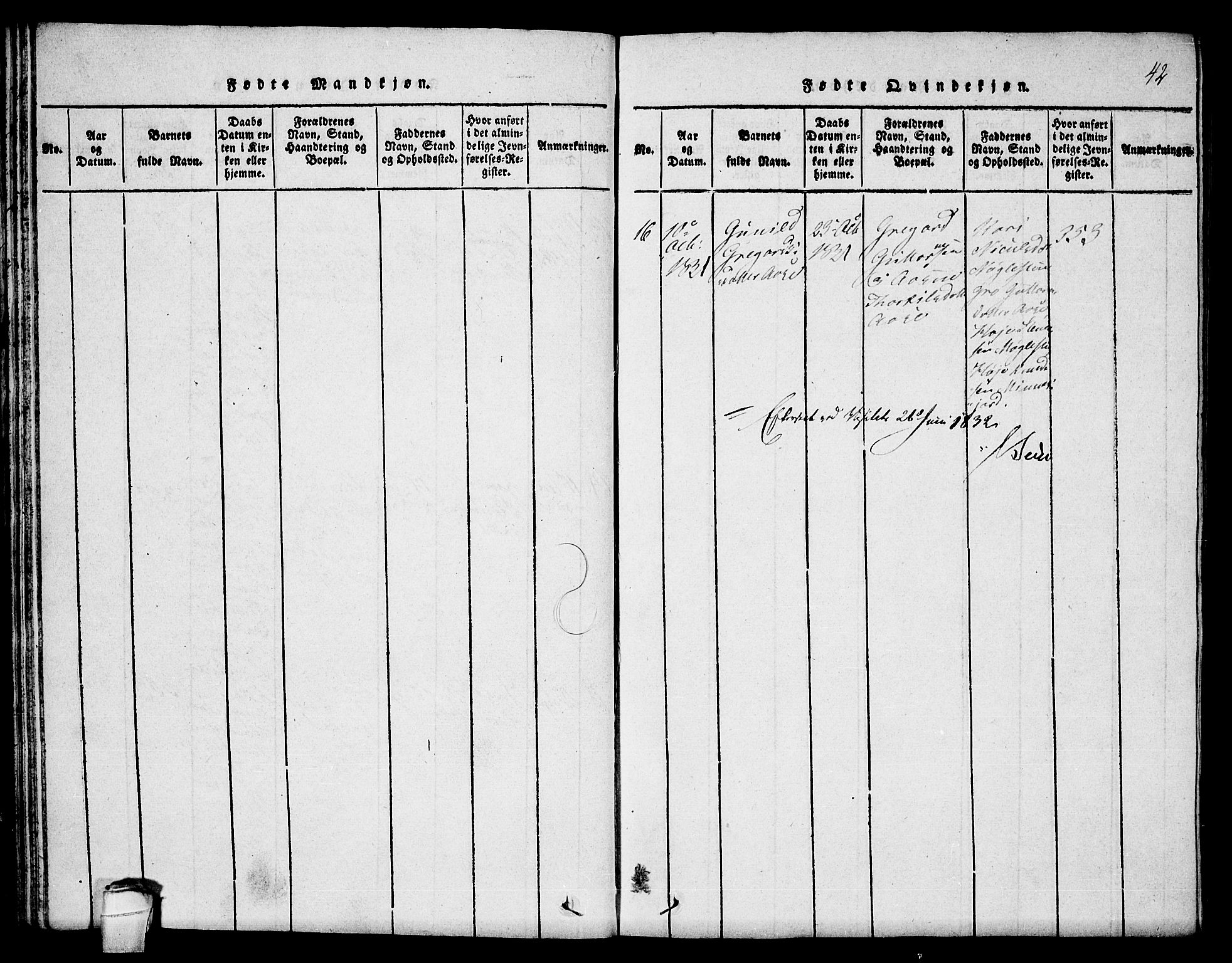 Seljord kirkebøker, SAKO/A-20/F/Fb/L0001: Parish register (official) no. II 1, 1815-1831, p. 42