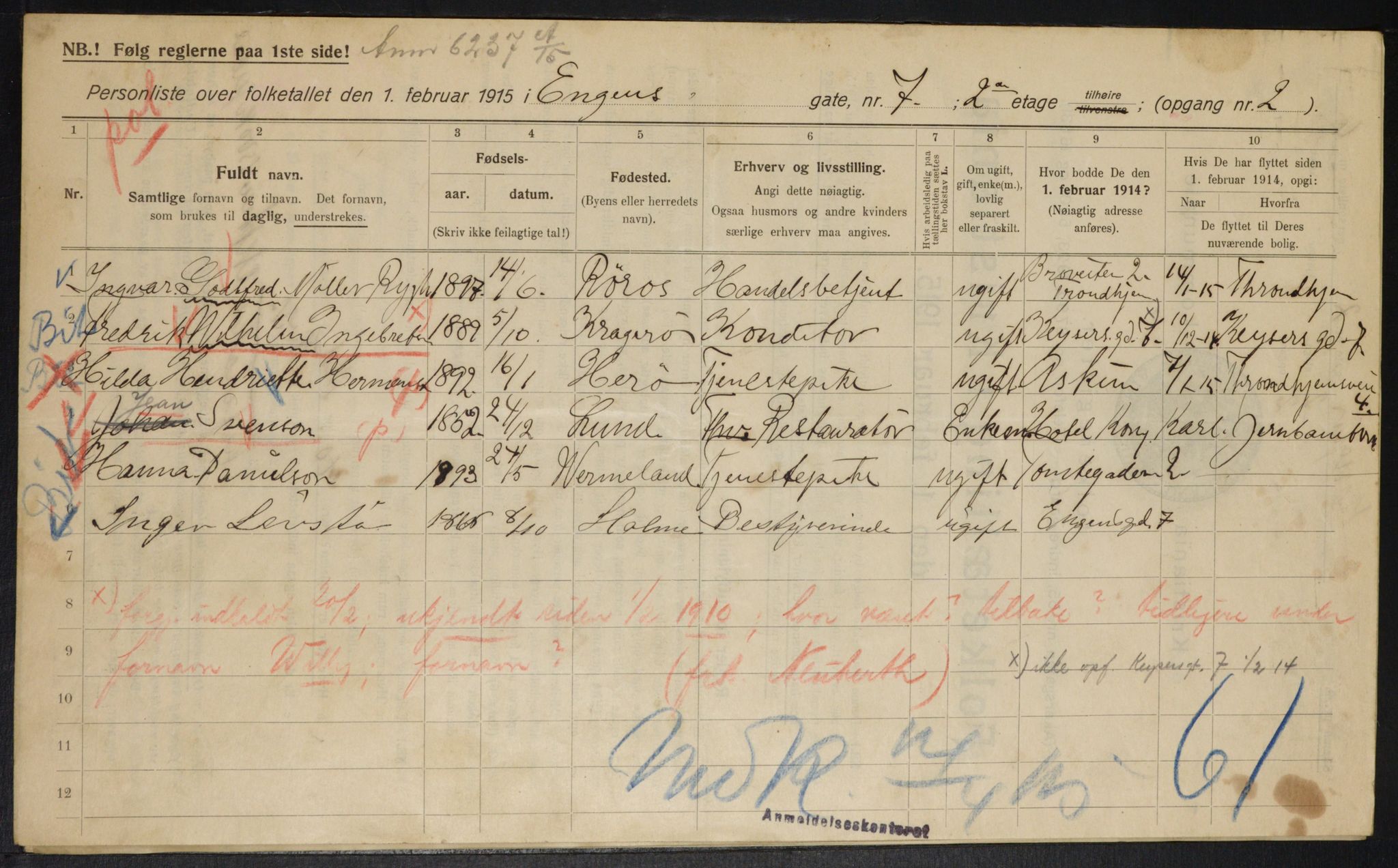 OBA, Municipal Census 1915 for Kristiania, 1915, p. 21305