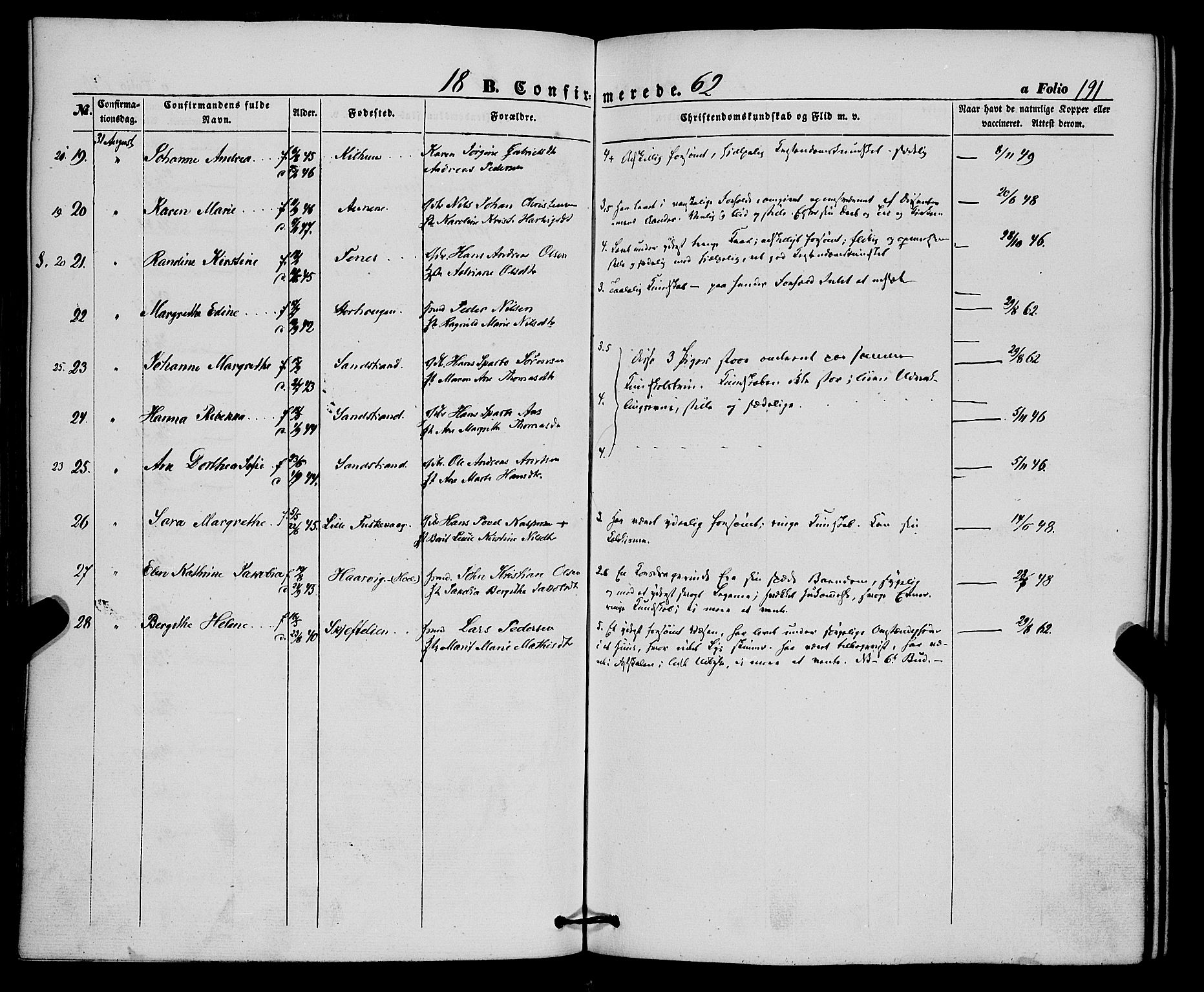 Trondenes sokneprestkontor, AV/SATØ-S-1319/H/Ha/L0011kirke: Parish register (official) no. 11, 1853-1862, p. 191