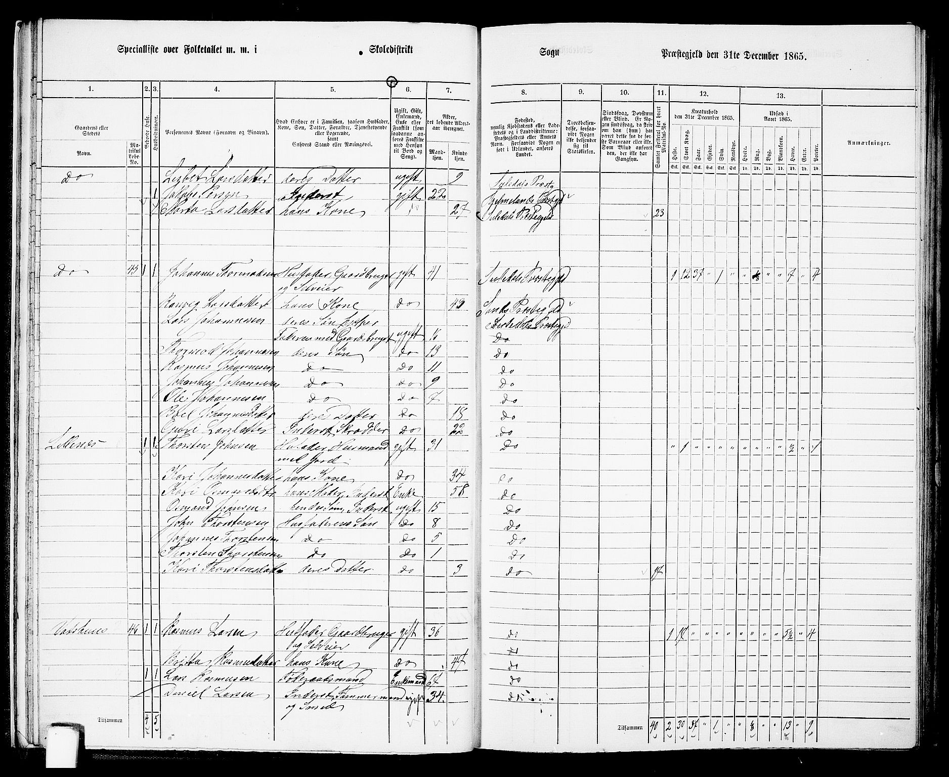 RA, 1865 census for Suldal, 1865, p. 26