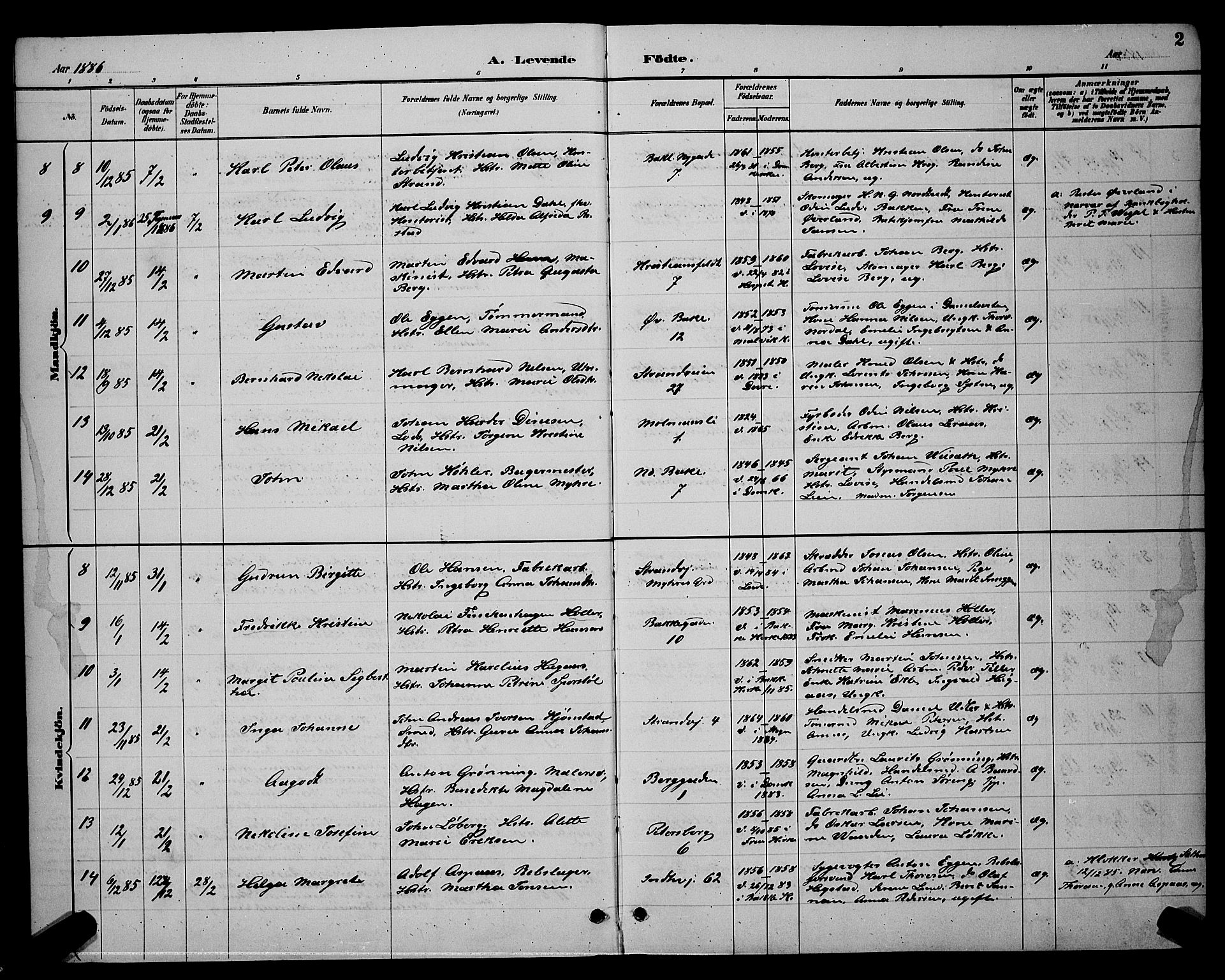 Ministerialprotokoller, klokkerbøker og fødselsregistre - Sør-Trøndelag, SAT/A-1456/604/L0222: Parish register (copy) no. 604C05, 1886-1895, p. 2