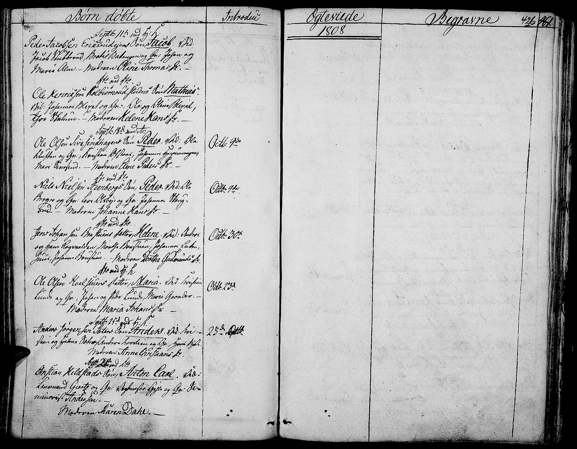 Toten prestekontor, SAH/PREST-102/H/Ha/Haa/L0007: Parish register (official) no. 7, 1794-1809, p. 426