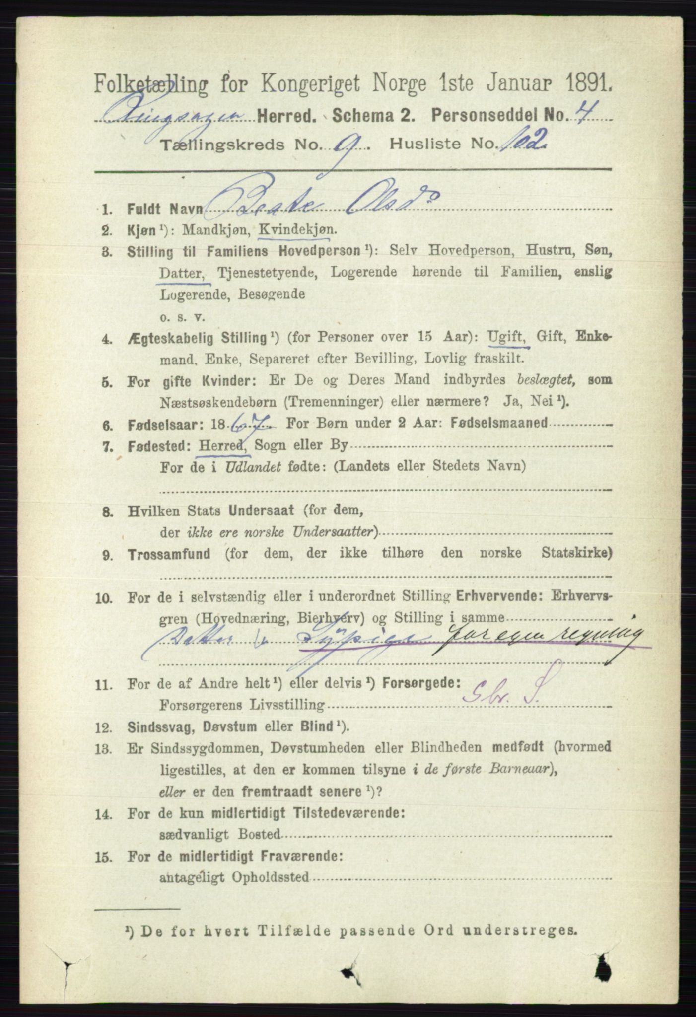 RA, 1891 census for 0412 Ringsaker, 1891, p. 5545