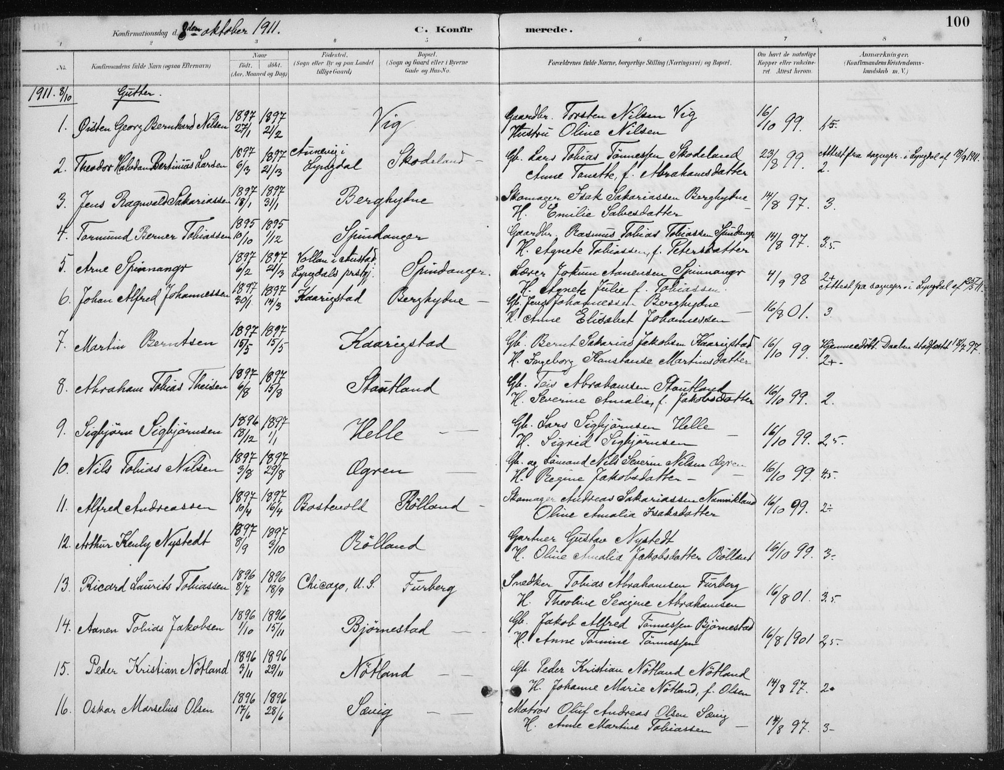 Herad sokneprestkontor, SAK/1111-0018/F/Fb/Fbb/L0004: Parish register (copy) no. B 4, 1890-1935, p. 100