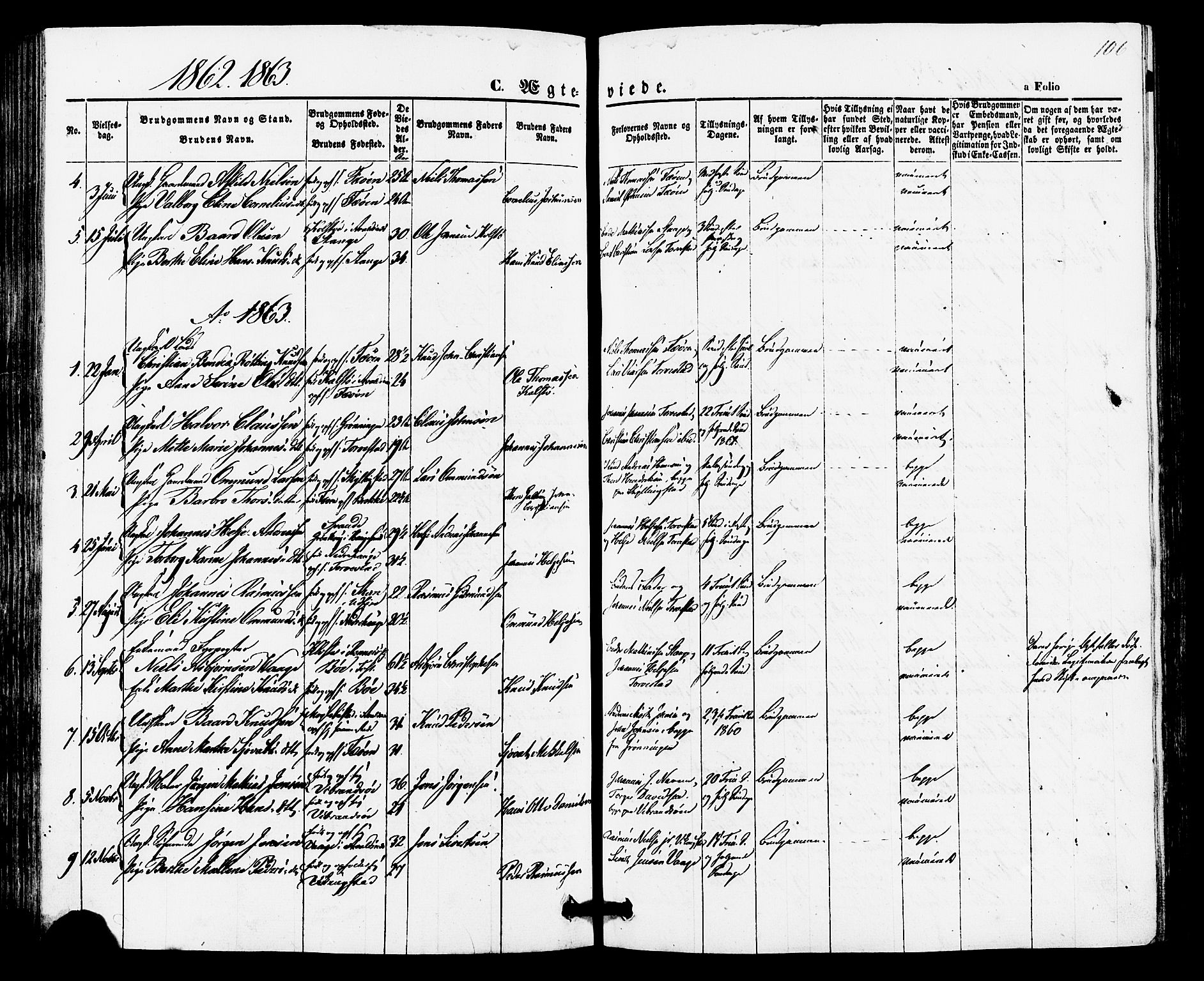 Torvastad sokneprestkontor, SAST/A -101857/H/Ha/Haa/L0010: Parish register (official) no. A 10, 1857-1878, p. 106