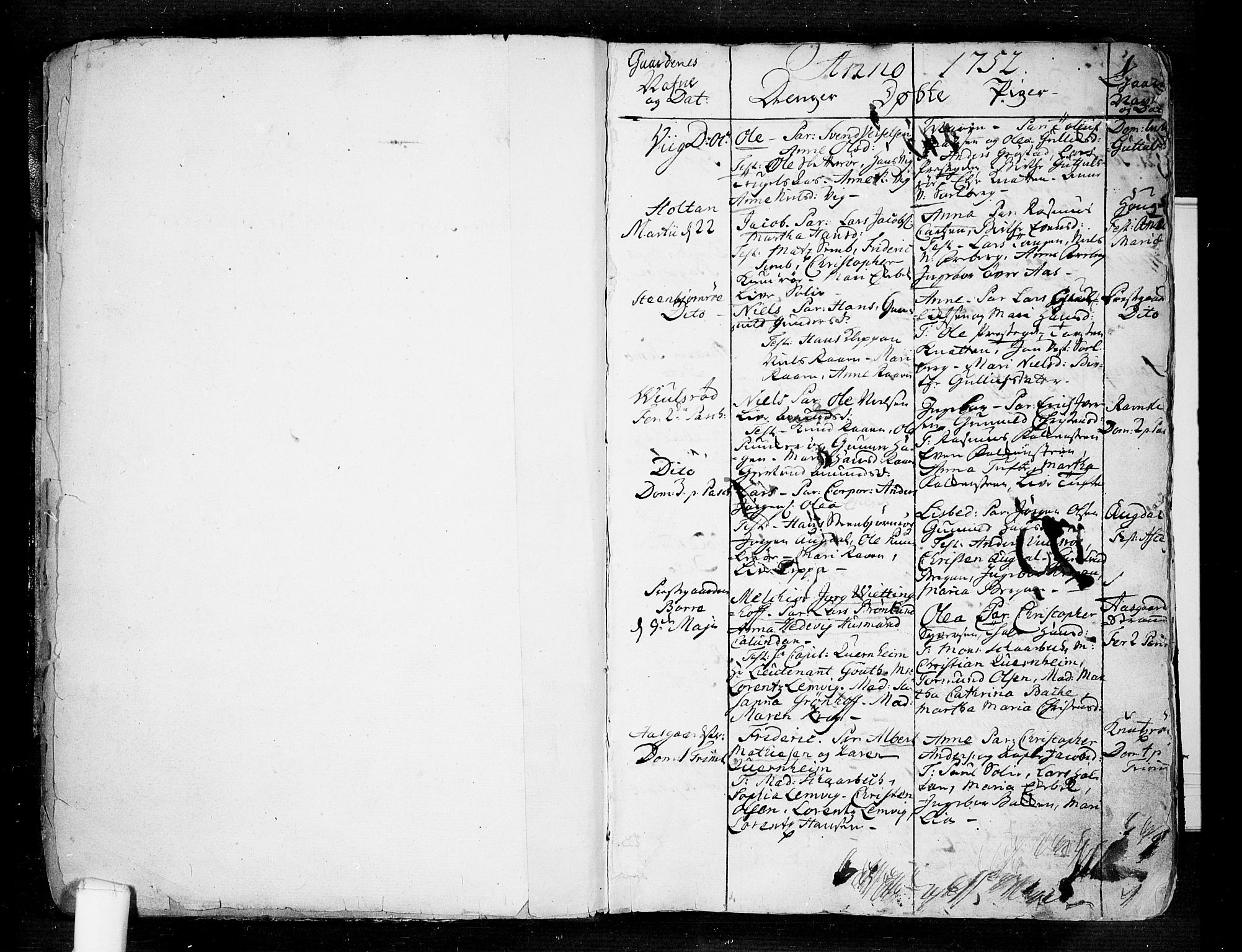 Borre kirkebøker, SAKO/A-338/F/Fa/L0002: Parish register (official) no. I 2, 1752-1806, p. 1