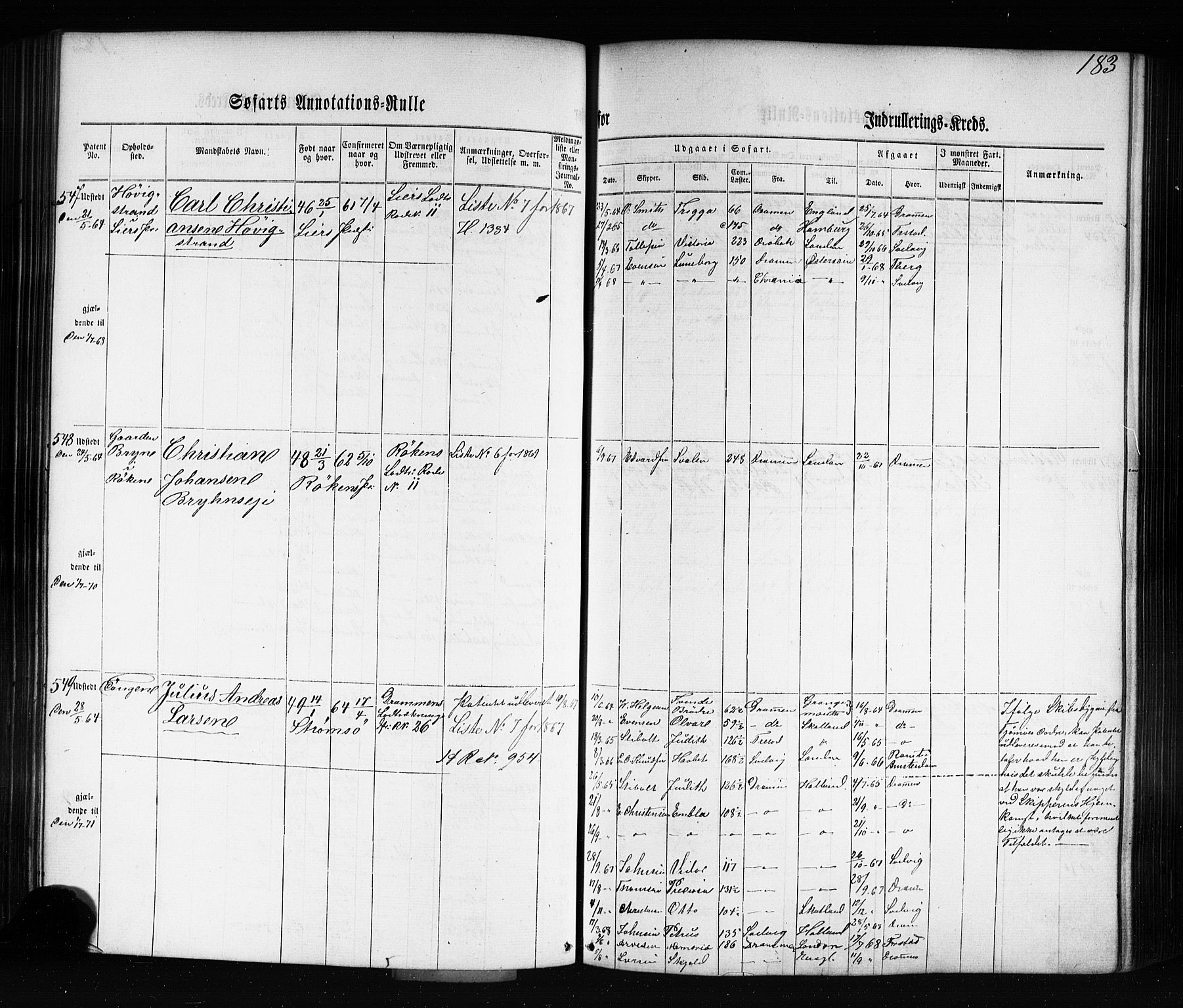 Drammen innrulleringsdistrikt, AV/SAKO-A-781/F/Fb/L0002: Annotasjonsrulle, 1860-1868, p. 195