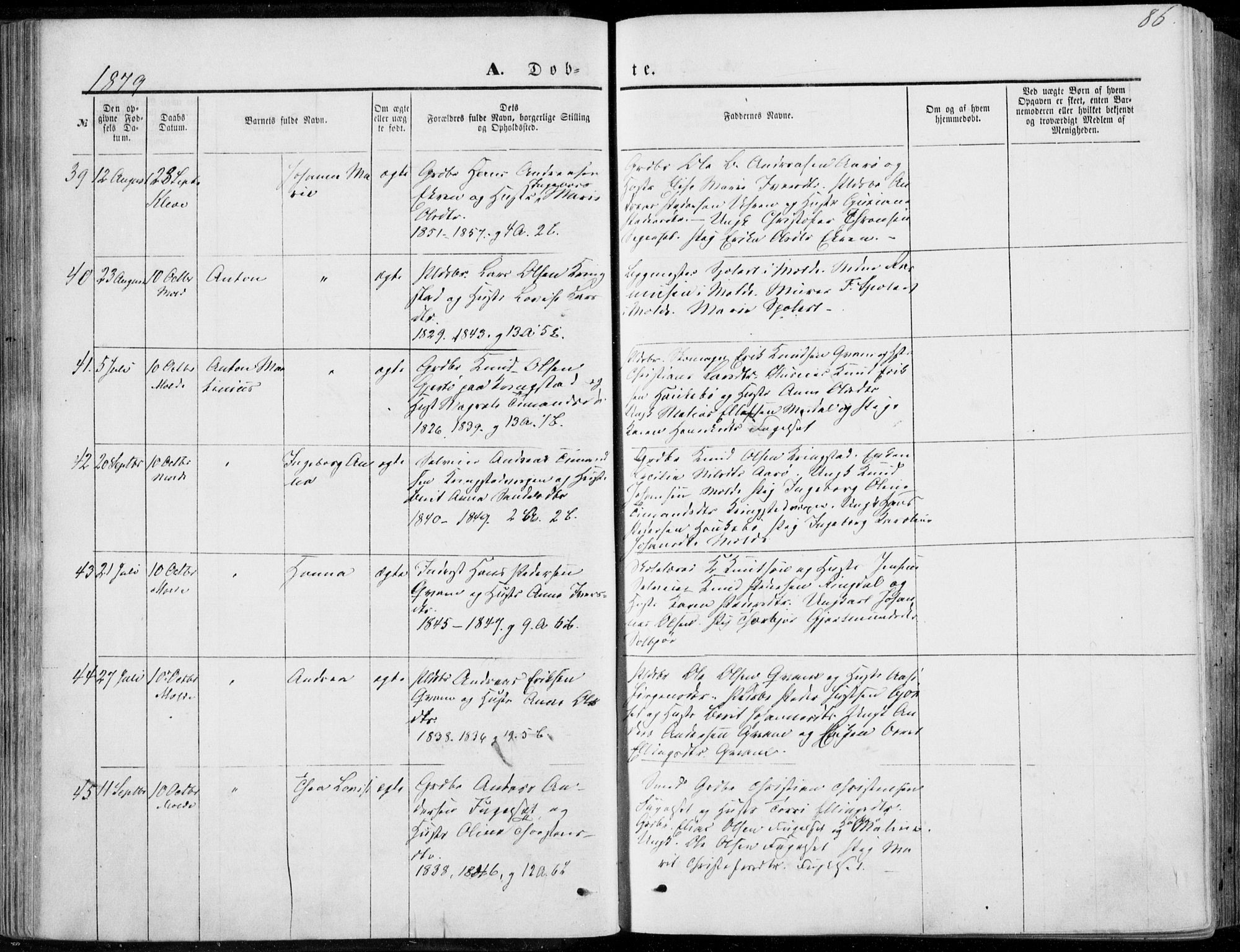 Ministerialprotokoller, klokkerbøker og fødselsregistre - Møre og Romsdal, SAT/A-1454/555/L0655: Parish register (official) no. 555A05, 1869-1886, p. 86