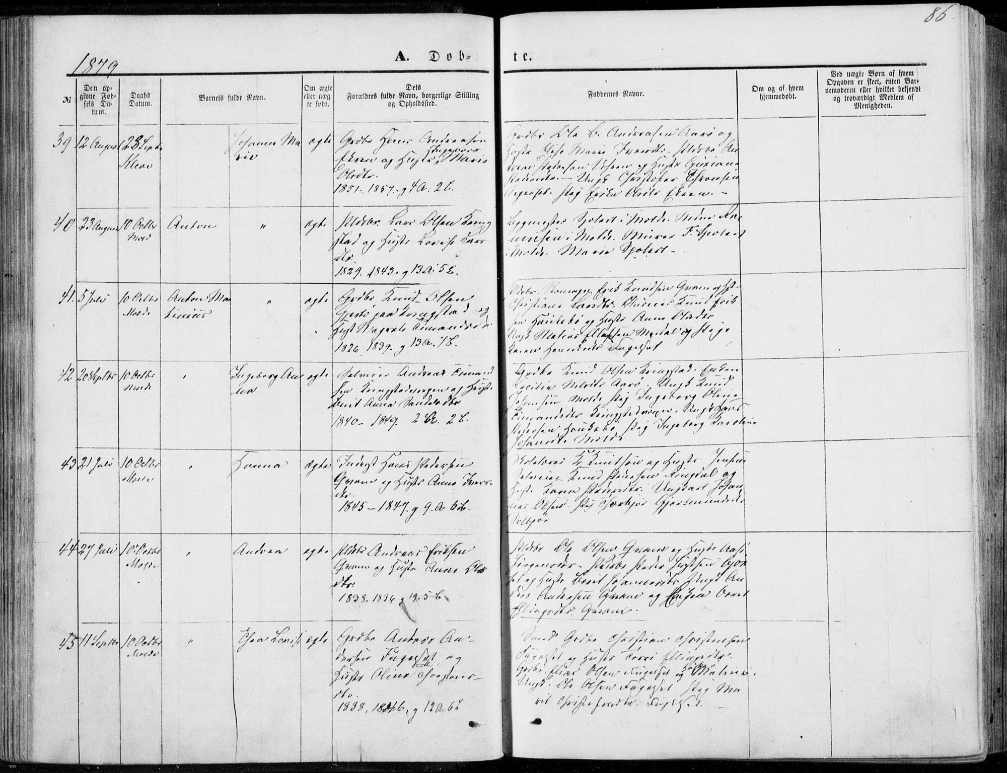 Ministerialprotokoller, klokkerbøker og fødselsregistre - Møre og Romsdal, AV/SAT-A-1454/555/L0655: Parish register (official) no. 555A05, 1869-1886, p. 86