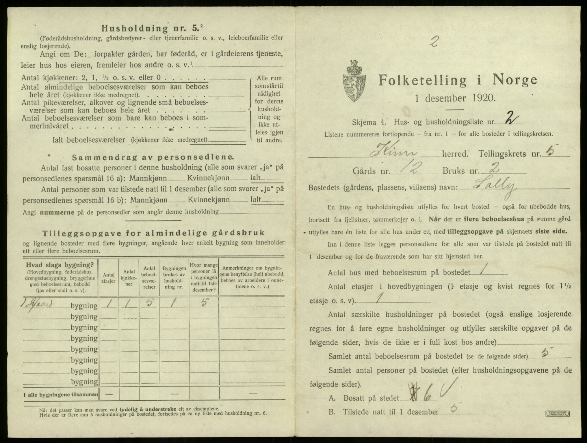 SAB, 1920 census for Kinn, 1920, p. 242