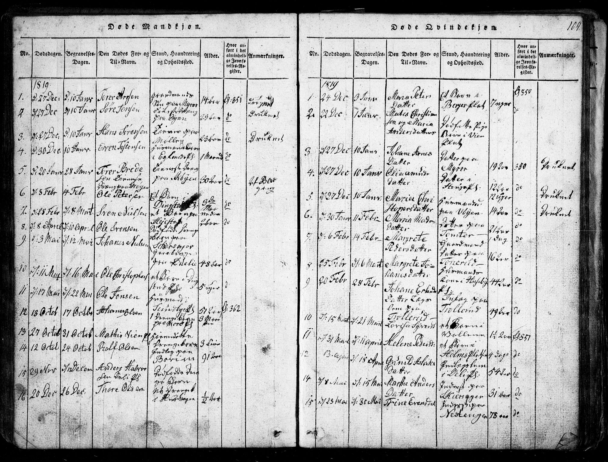 Spydeberg prestekontor Kirkebøker, SAO/A-10924/G/Ga/L0001: Parish register (copy) no. I 1, 1814-1868, p. 104