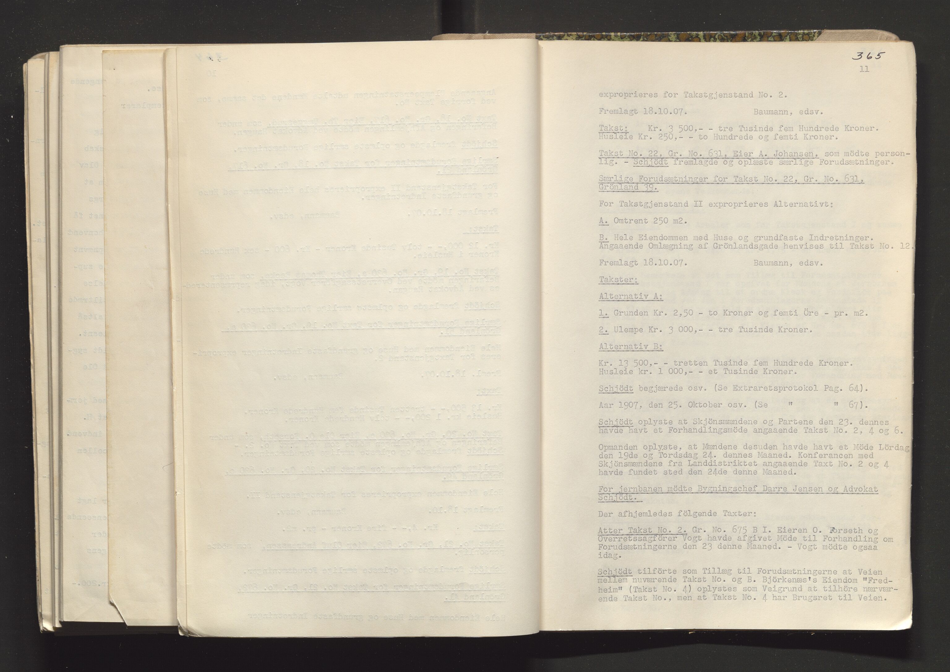 Norges Statsbaner Drammen distrikt (NSB), AV/SAKO-A-30/Y/Yc/L0005: Takster Vestfoldbanen strekningen Drammen-Horten samt Drammen stasjons utvidelse , 1877-1910, p. 365