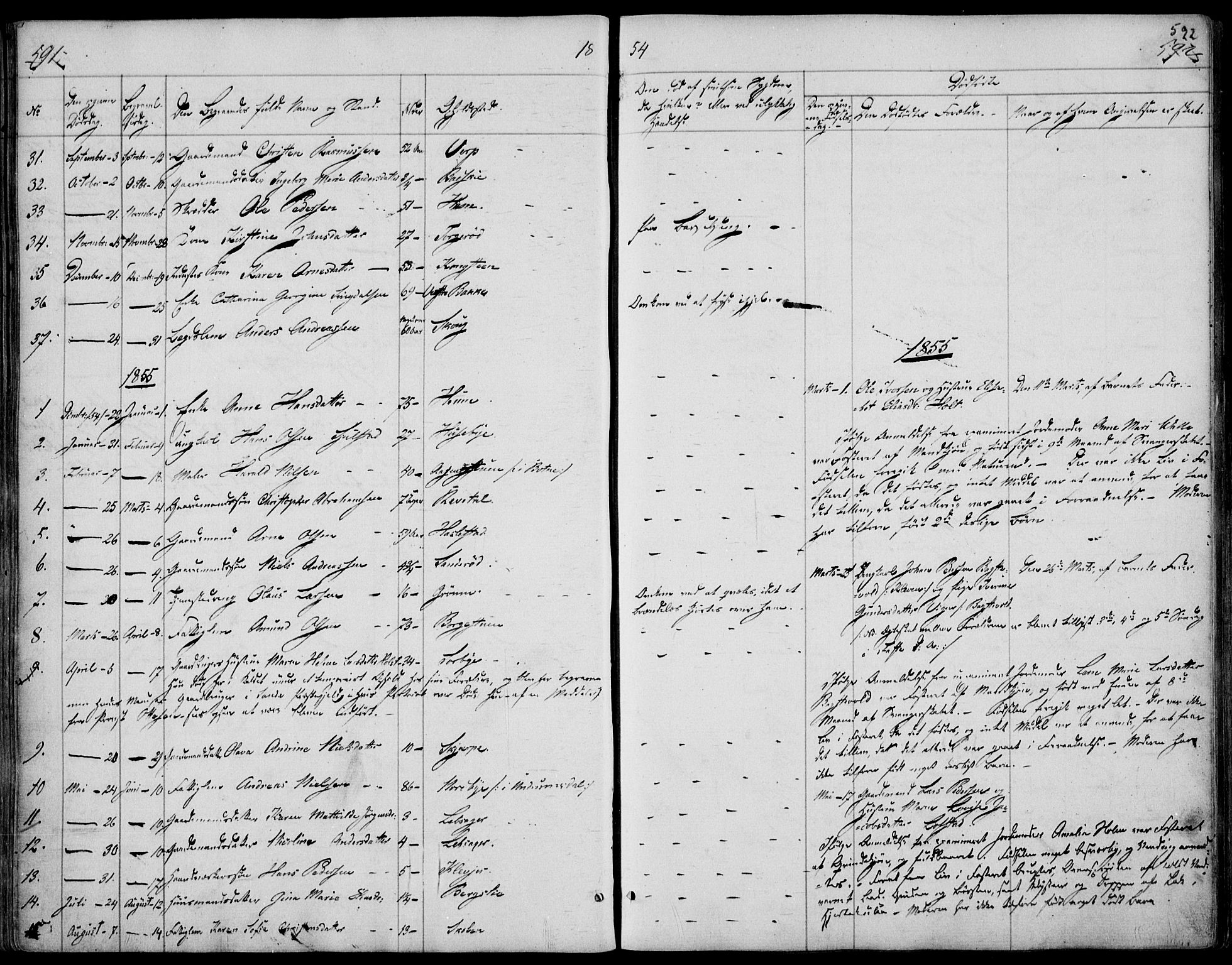 Våle kirkebøker, AV/SAKO-A-334/F/Fa/L0009b: Parish register (official) no. I 9B, 1841-1860, p. 591-592