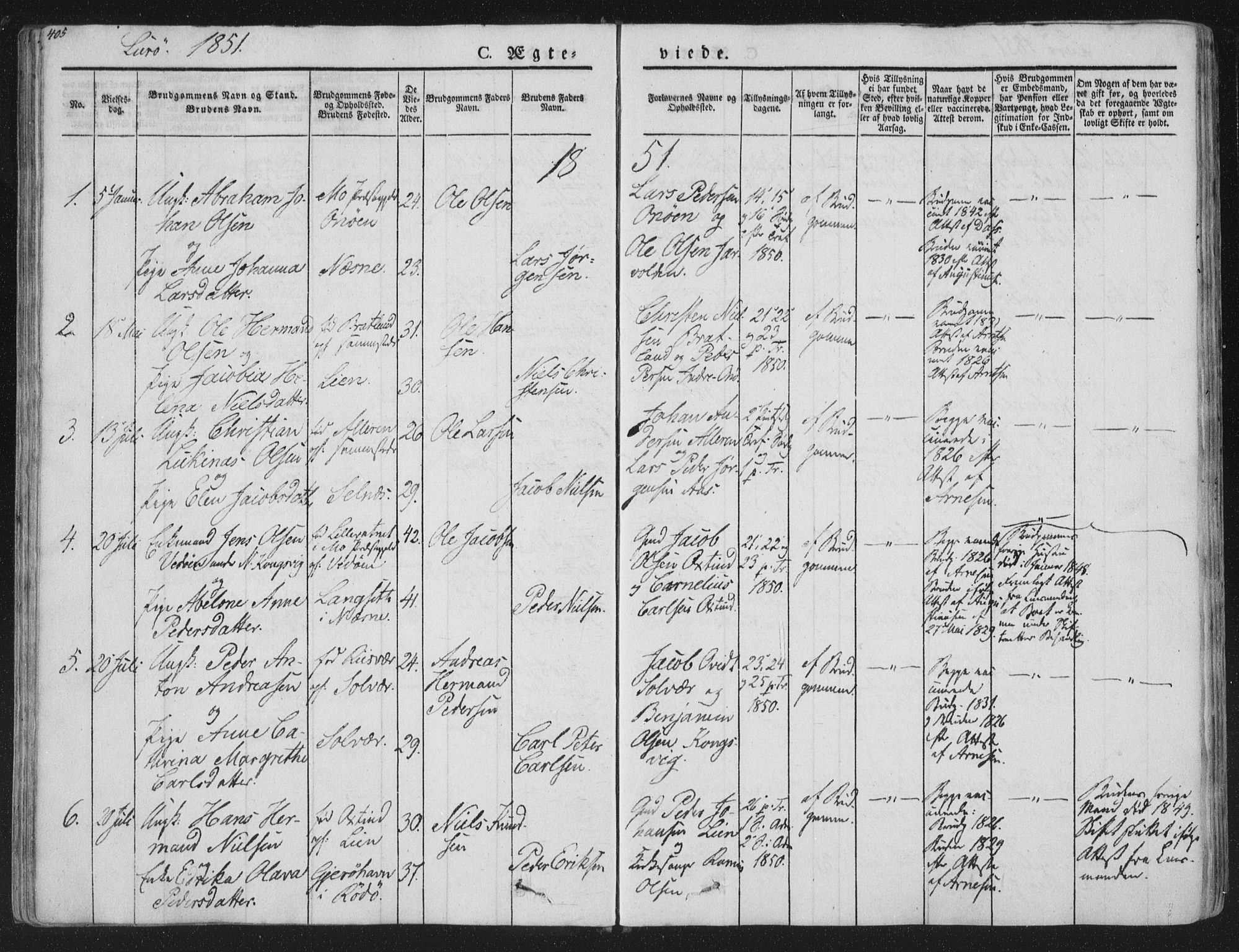 Ministerialprotokoller, klokkerbøker og fødselsregistre - Nordland, SAT/A-1459/839/L0566: Parish register (official) no. 839A03, 1825-1862, p. 405