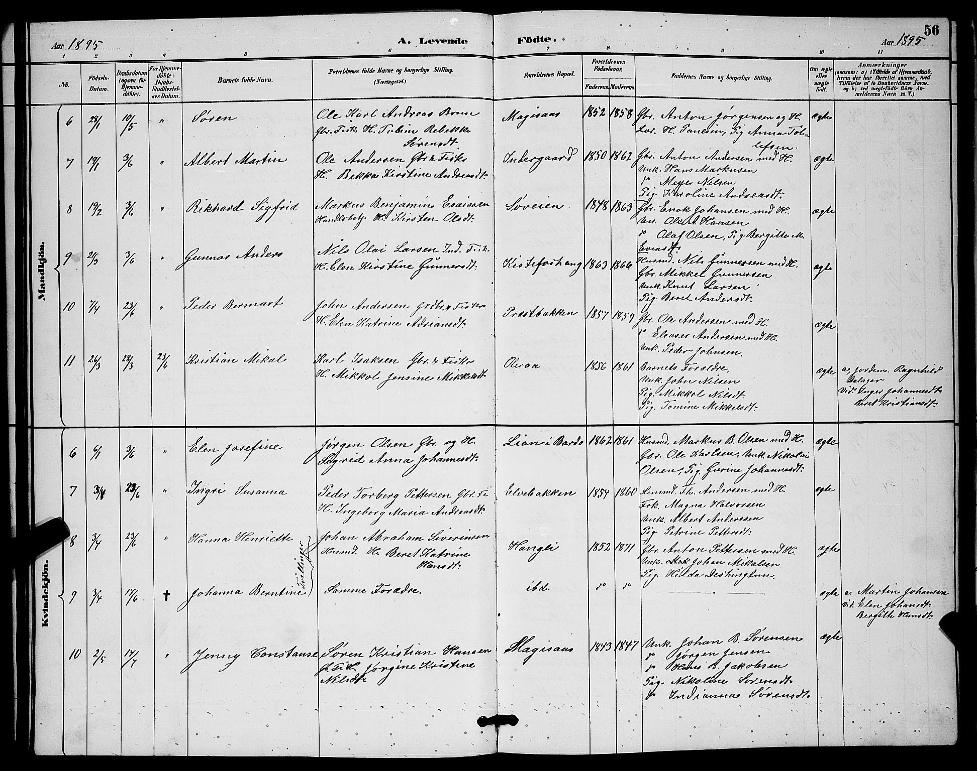 Ibestad sokneprestembete, AV/SATØ-S-0077/H/Ha/Hab/L0015klokker: Parish register (copy) no. 15, 1888-1899, p. 56