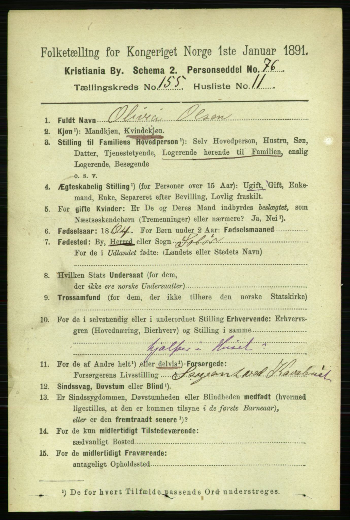 RA, 1891 census for 0301 Kristiania, 1891, p. 88561