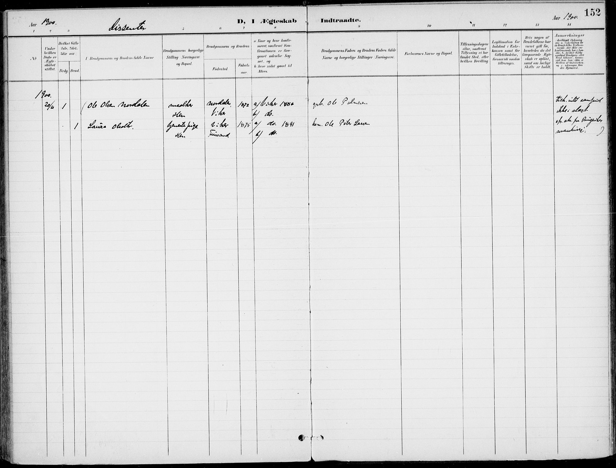 Ådal kirkebøker, AV/SAKO-A-248/F/Fb/L0002: Parish register (official) no. II 2, 1898-1917, p. 152