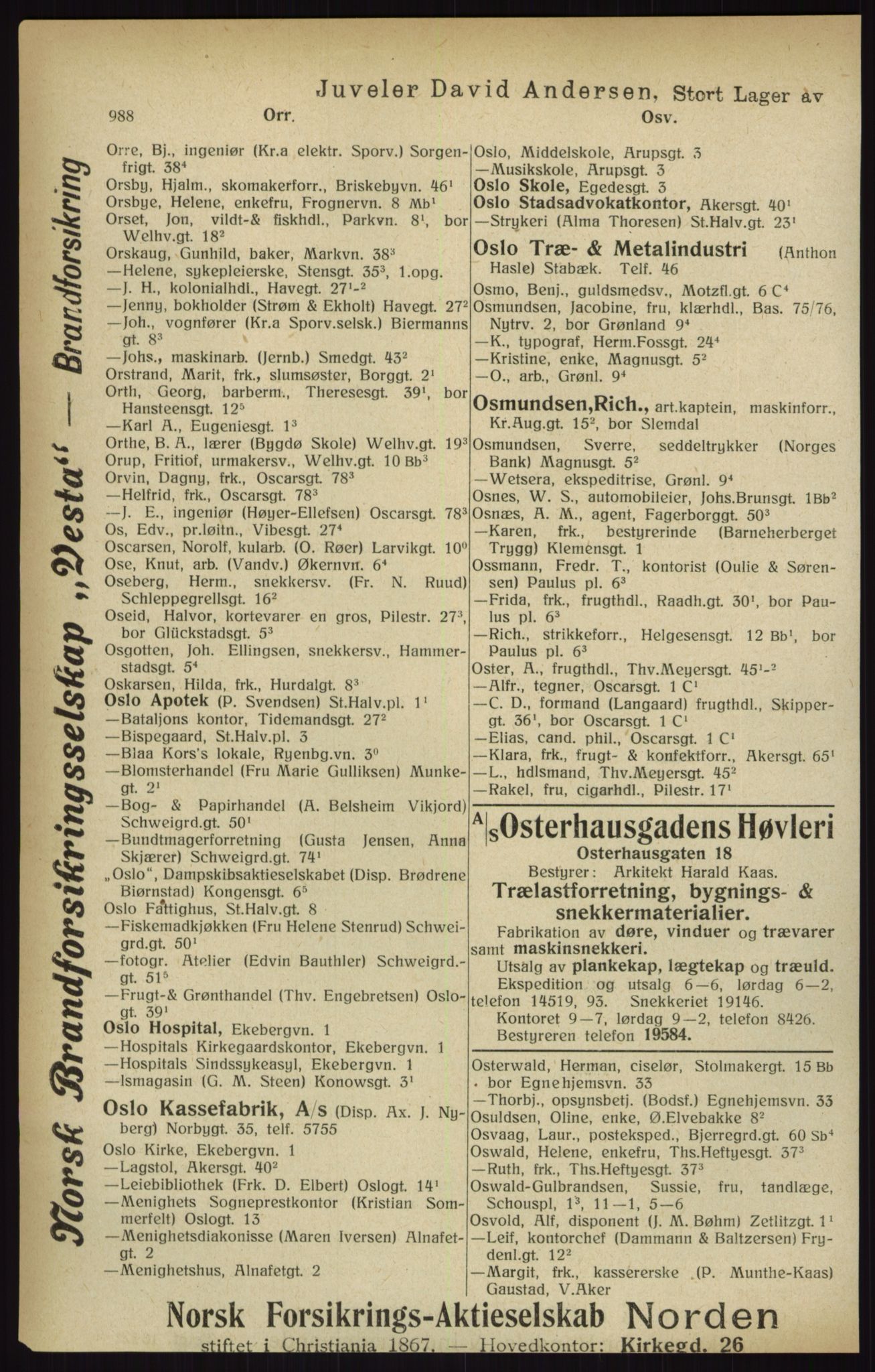 Kristiania/Oslo adressebok, PUBL/-, 1916, p. 988