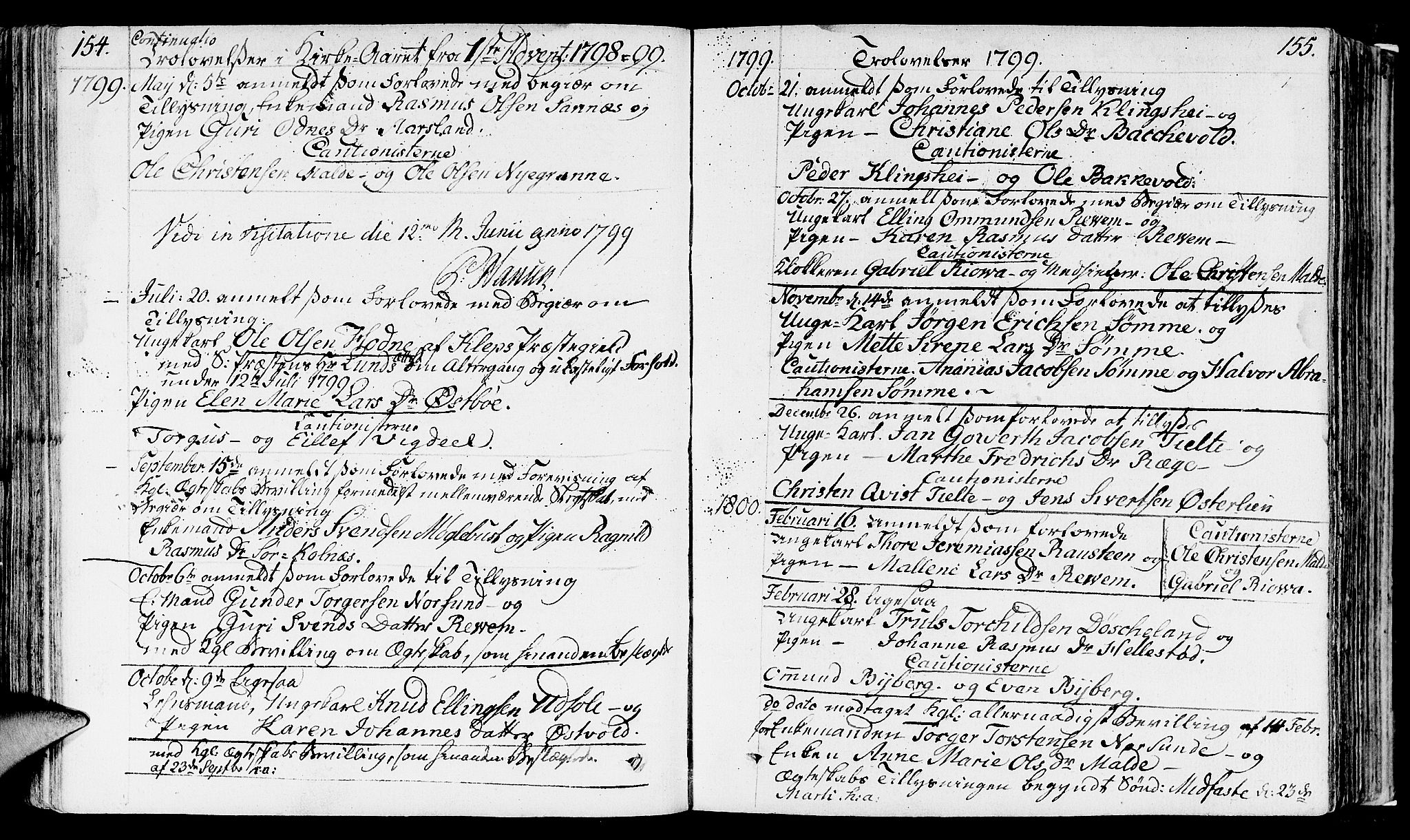Håland sokneprestkontor, SAST/A-101802/001/30BA/L0003: Parish register (official) no. A 3, 1794-1815, p. 154-155
