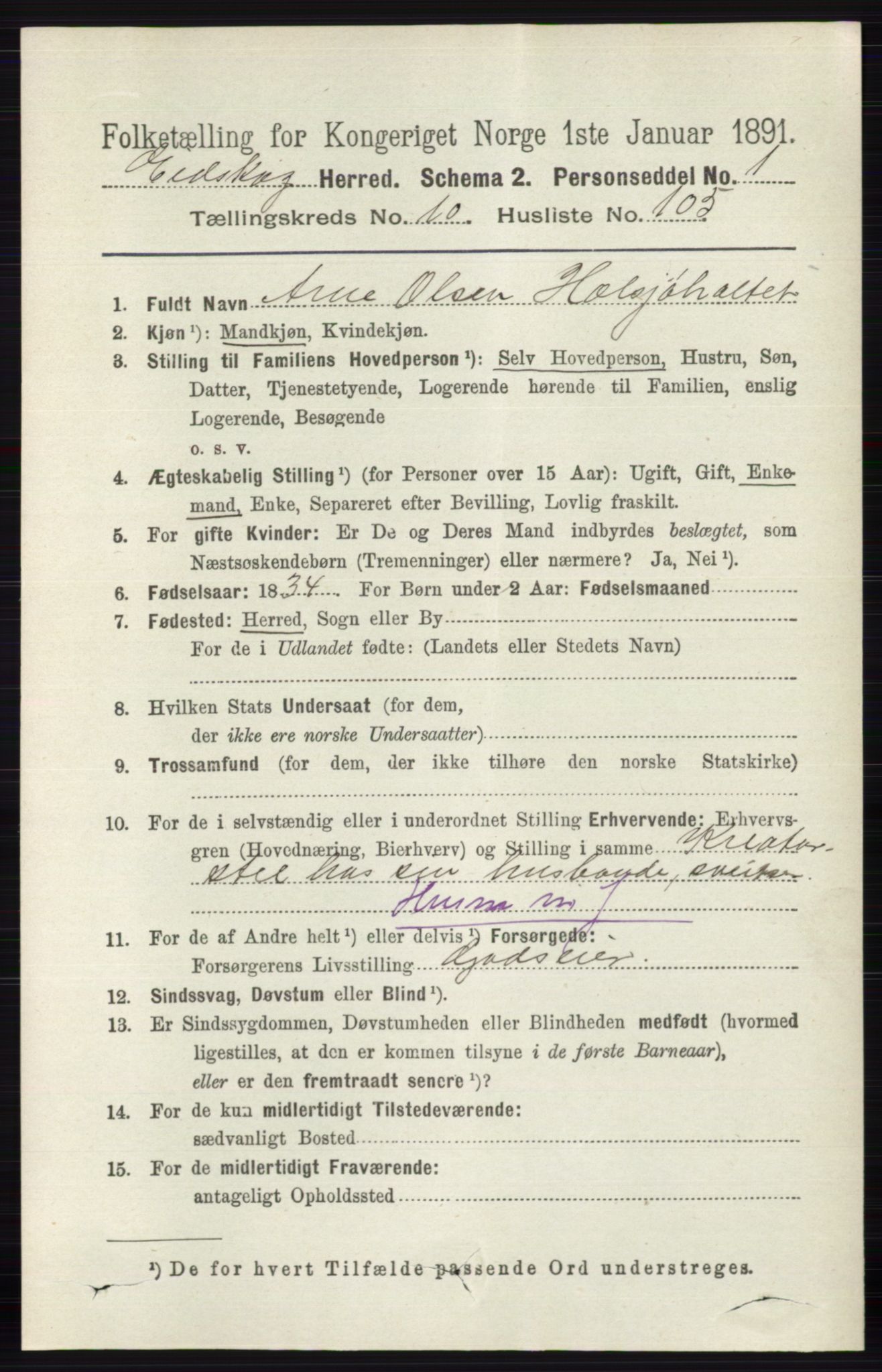 RA, 1891 census for 0420 Eidskog, 1891, p. 6700