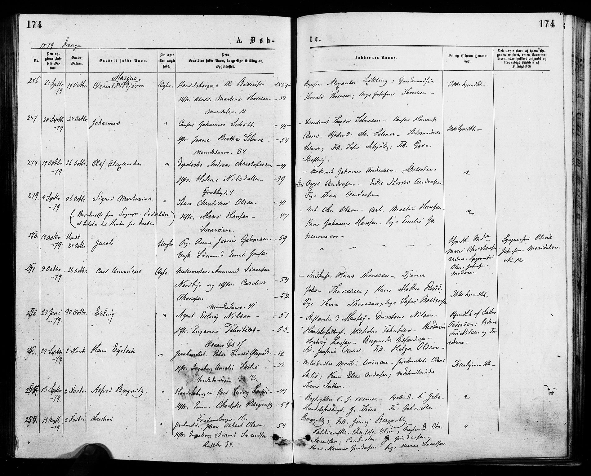 Trefoldighet prestekontor Kirkebøker, SAO/A-10882/F/Fa/L0004: Parish register (official) no. I 4, 1876-1880, p. 174