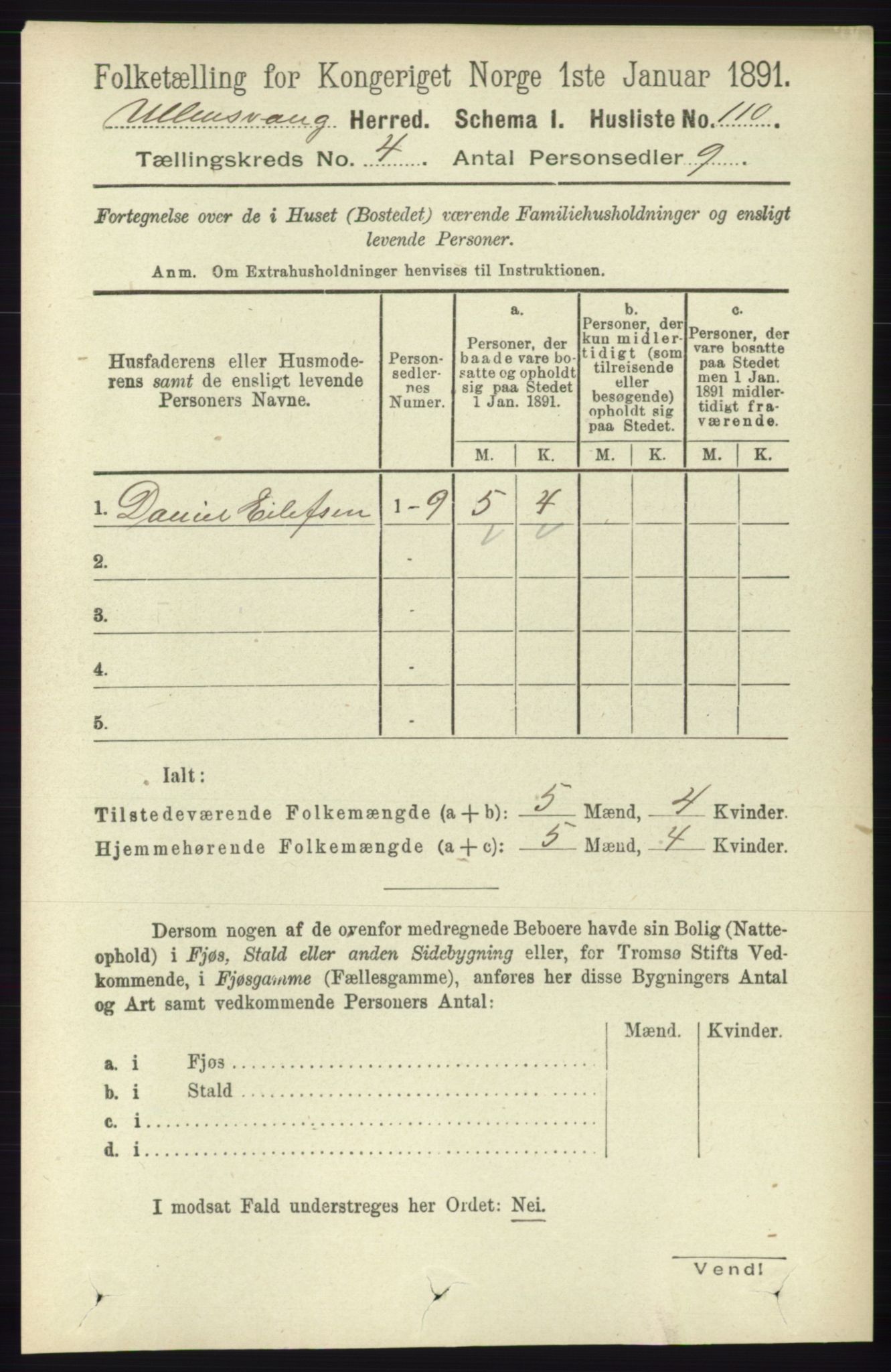 RA, 1891 census for 1230 Ullensvang, 1891, p. 966