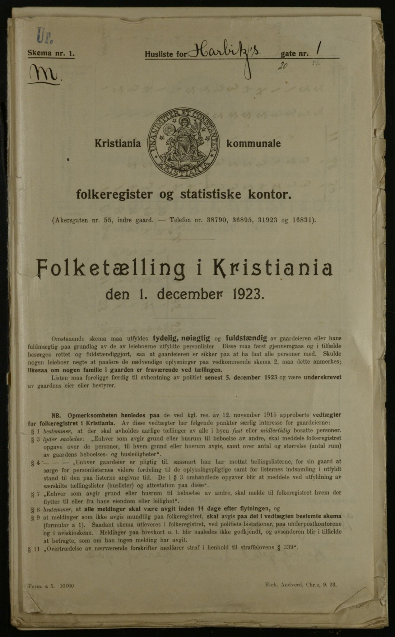 OBA, Municipal Census 1923 for Kristiania, 1923, p. 89725