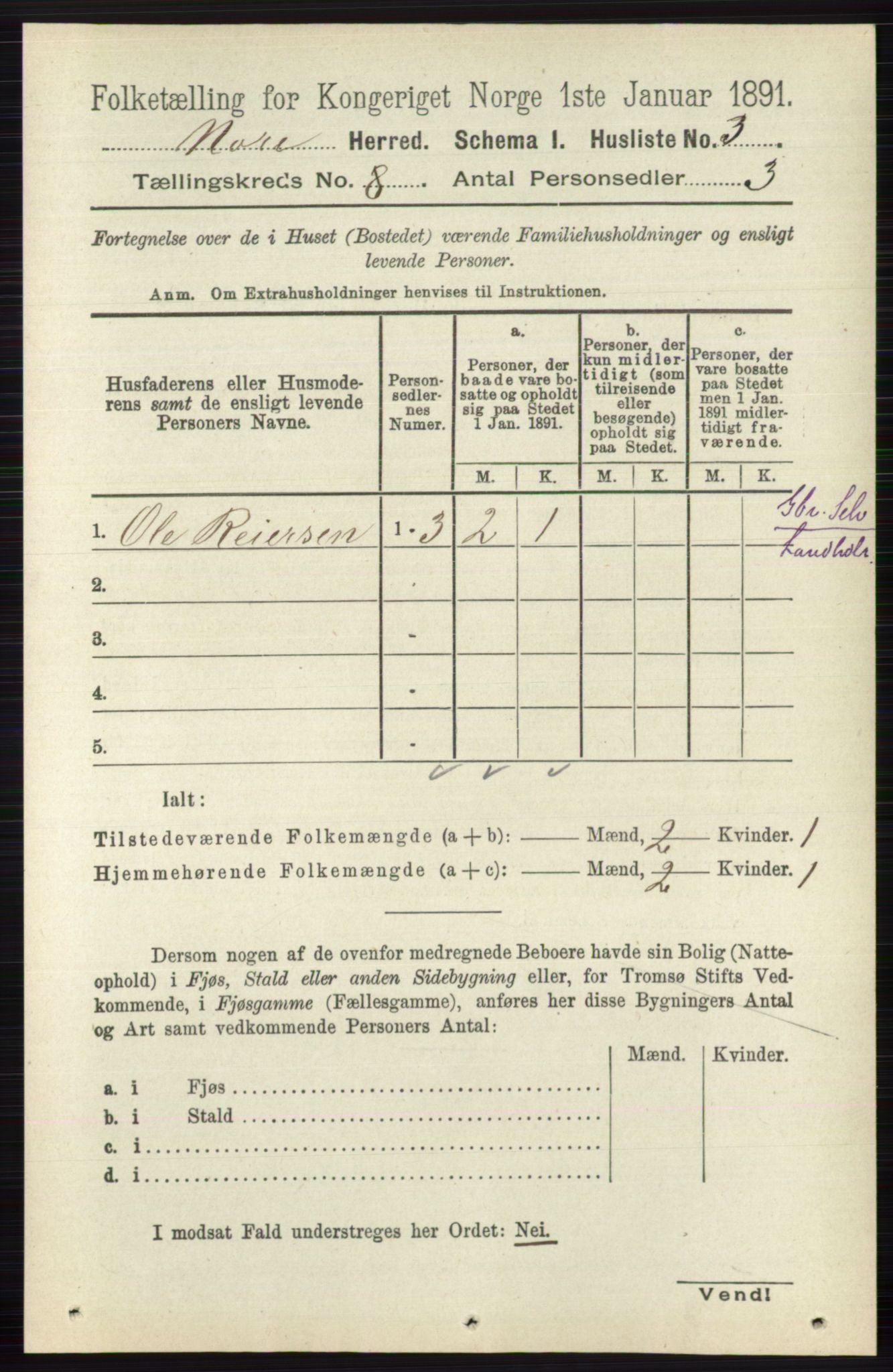 RA, 1891 census for 0633 Nore, 1891, p. 2793