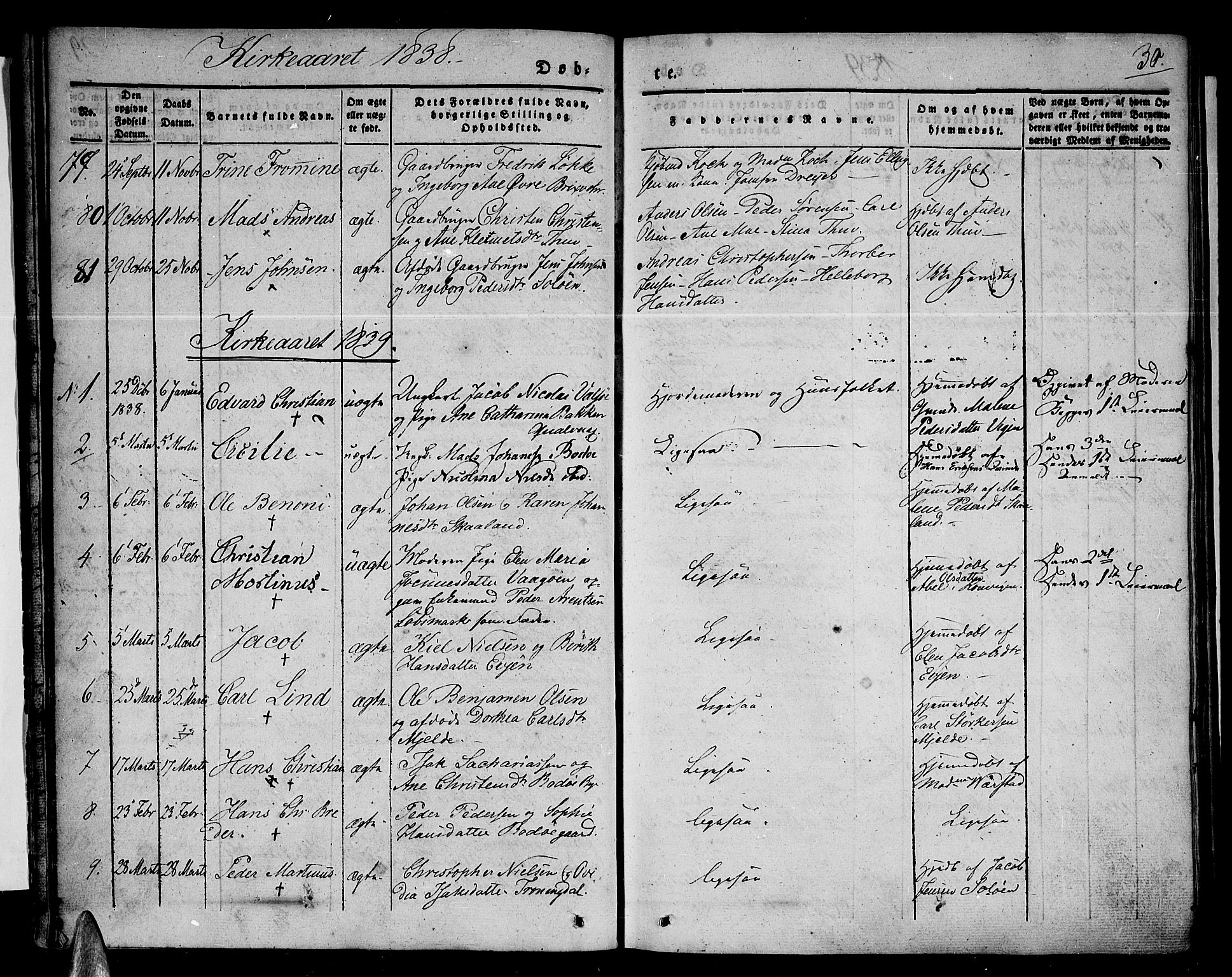 Ministerialprotokoller, klokkerbøker og fødselsregistre - Nordland, SAT/A-1459/801/L0006: Parish register (official) no. 801A06, 1834-1845, p. 30