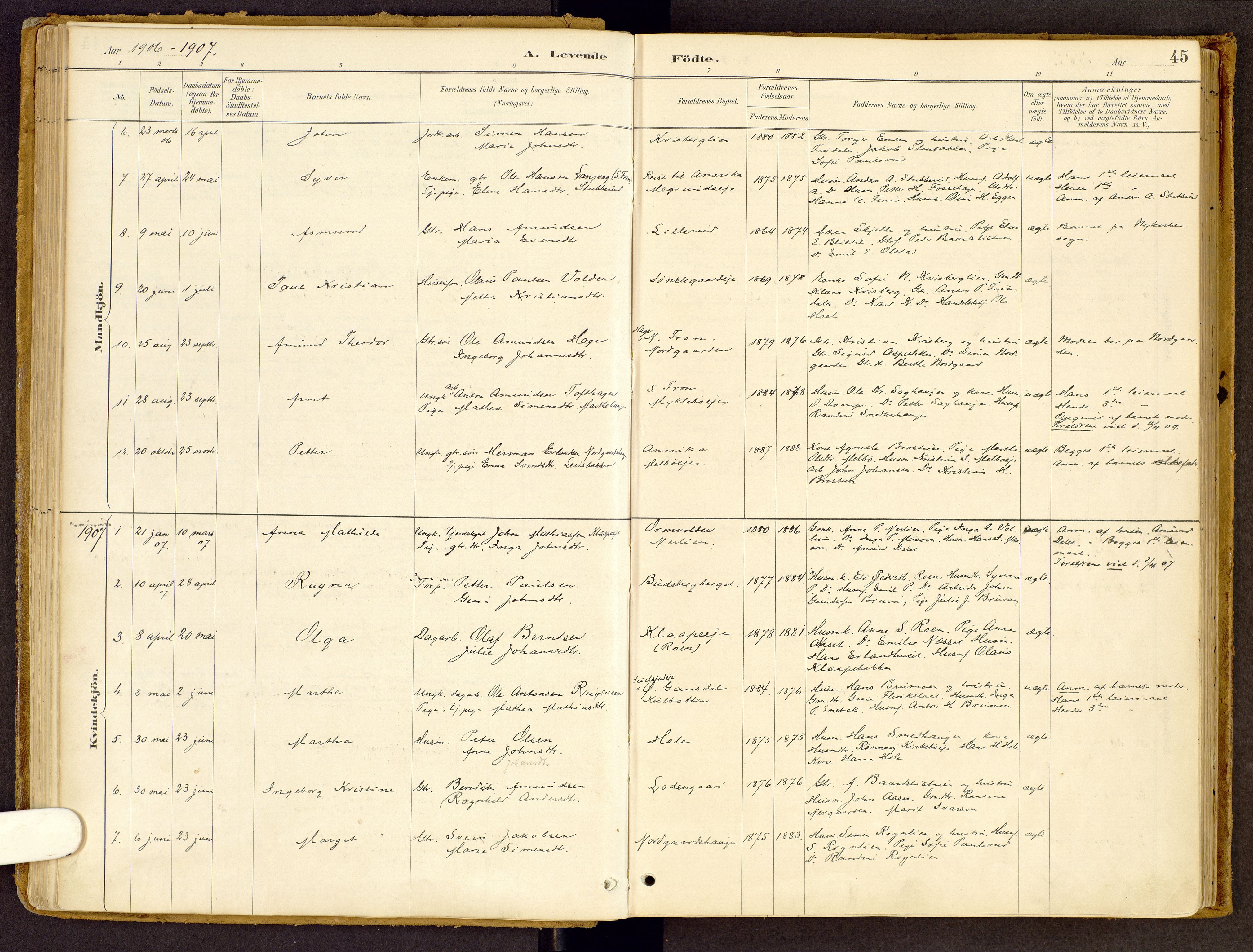 Vestre Gausdal prestekontor, AV/SAH-PREST-094/H/Ha/Haa/L0002: Parish register (official) no. 2, 1887-1918, p. 45