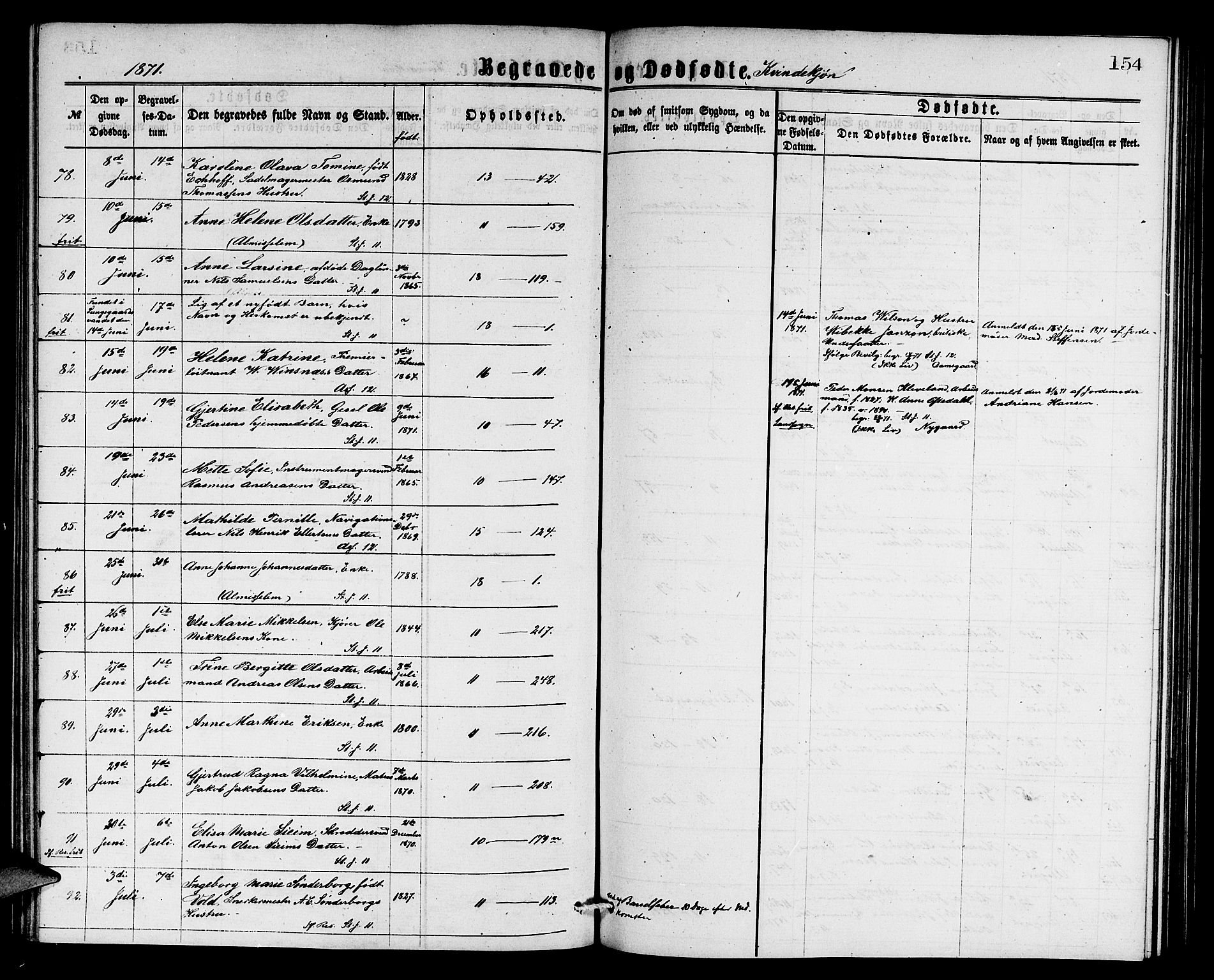 Domkirken sokneprestembete, AV/SAB-A-74801/H/Hab/L0040: Parish register (copy) no. E 4, 1868-1877, p. 154