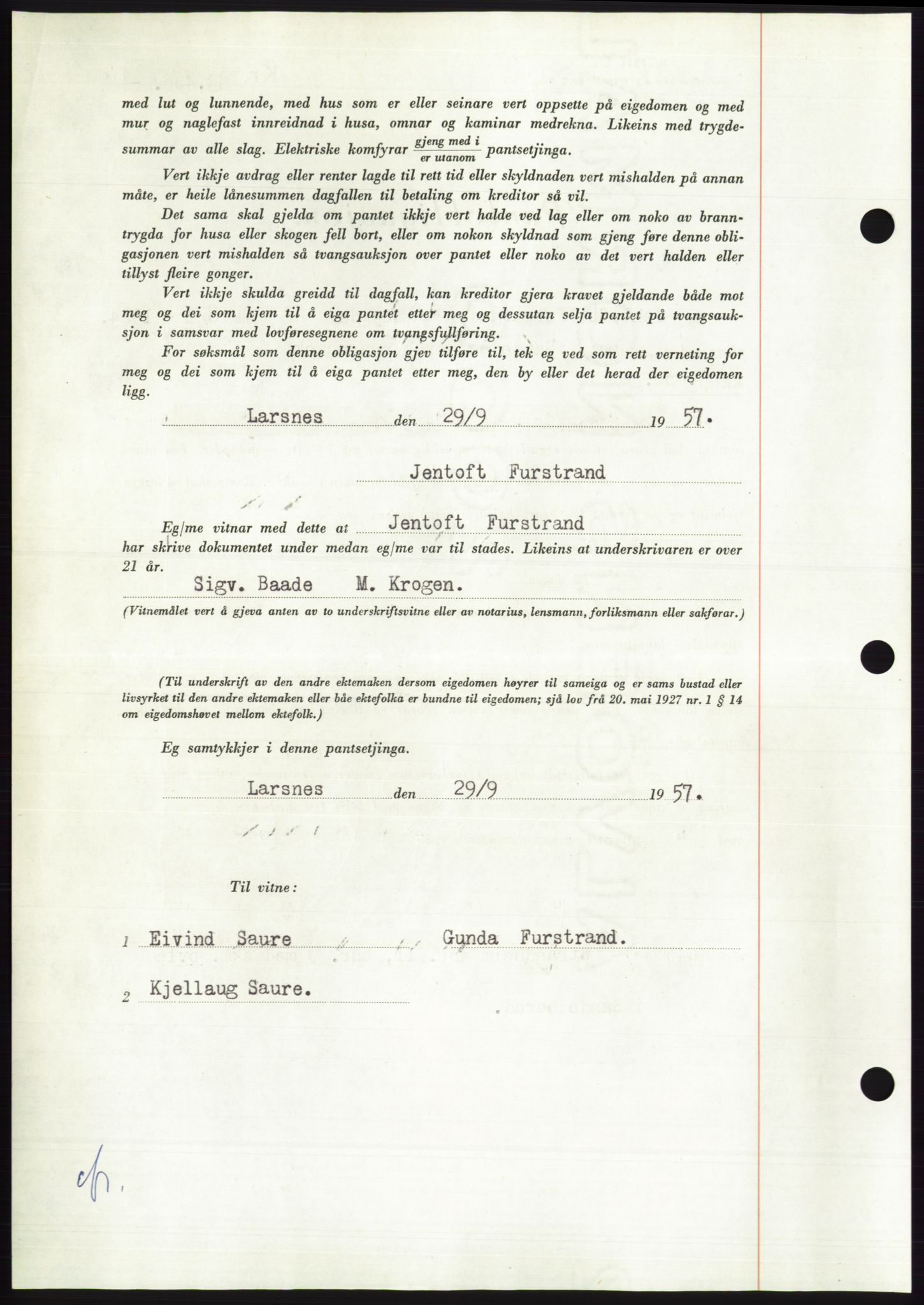 Søre Sunnmøre sorenskriveri, AV/SAT-A-4122/1/2/2C/L0130: Mortgage book no. 18B, 1957-1958, Diary no: : 2489/1957