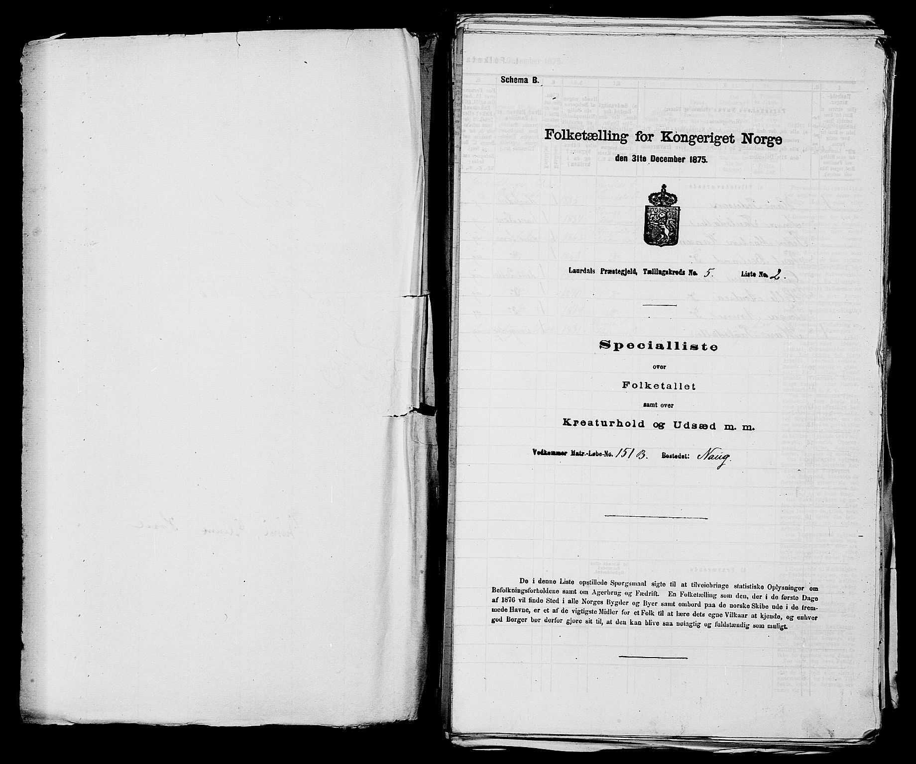 SAKO, 1875 census for 0728P Lardal, 1875, p. 737