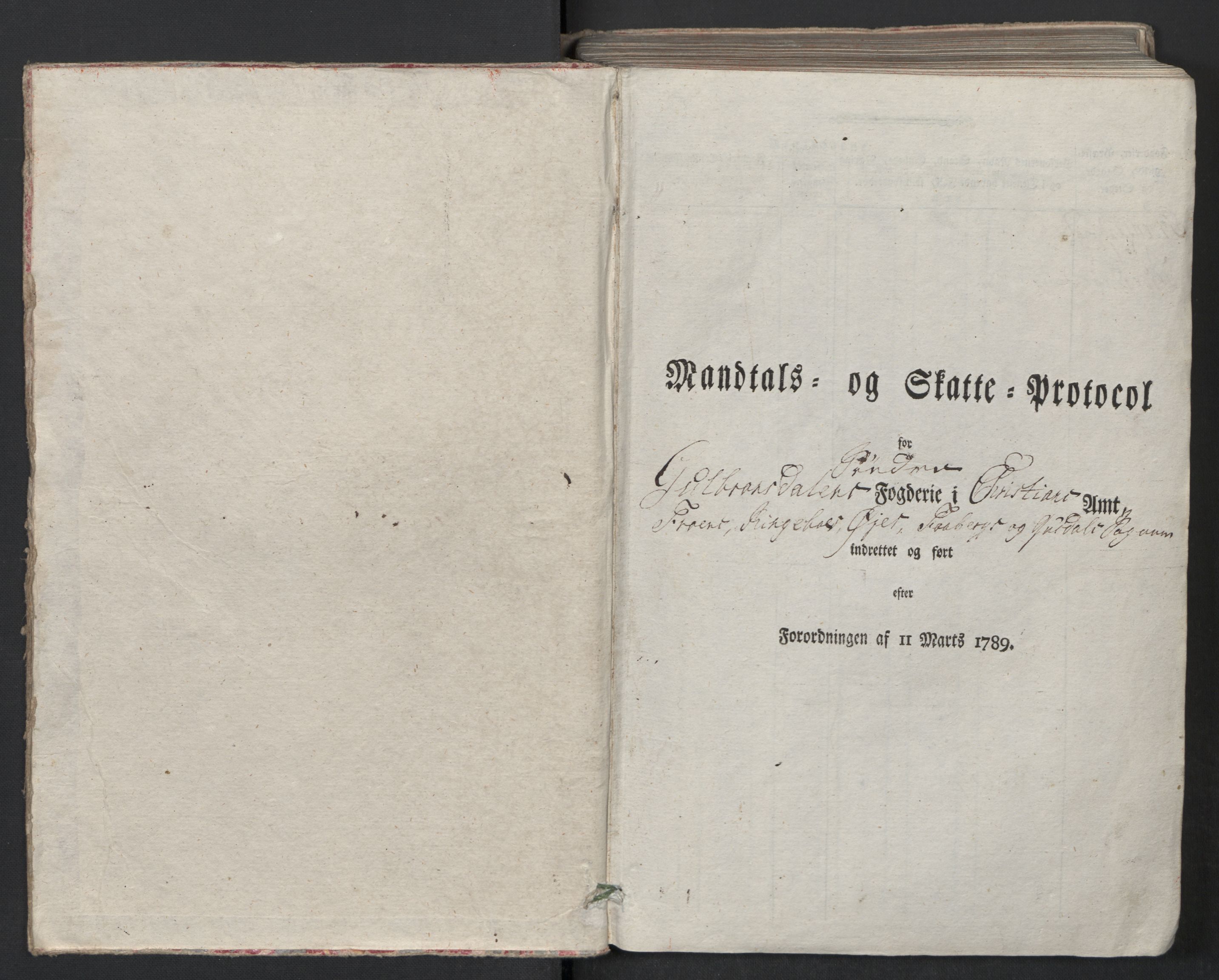 Rentekammeret inntil 1814, Reviderte regnskaper, Mindre regnskaper, AV/RA-EA-4068/Rf/Rfe/L0011: Gudbrandsdalen fogderi. Hedmark fogderi, 1789, p. 2