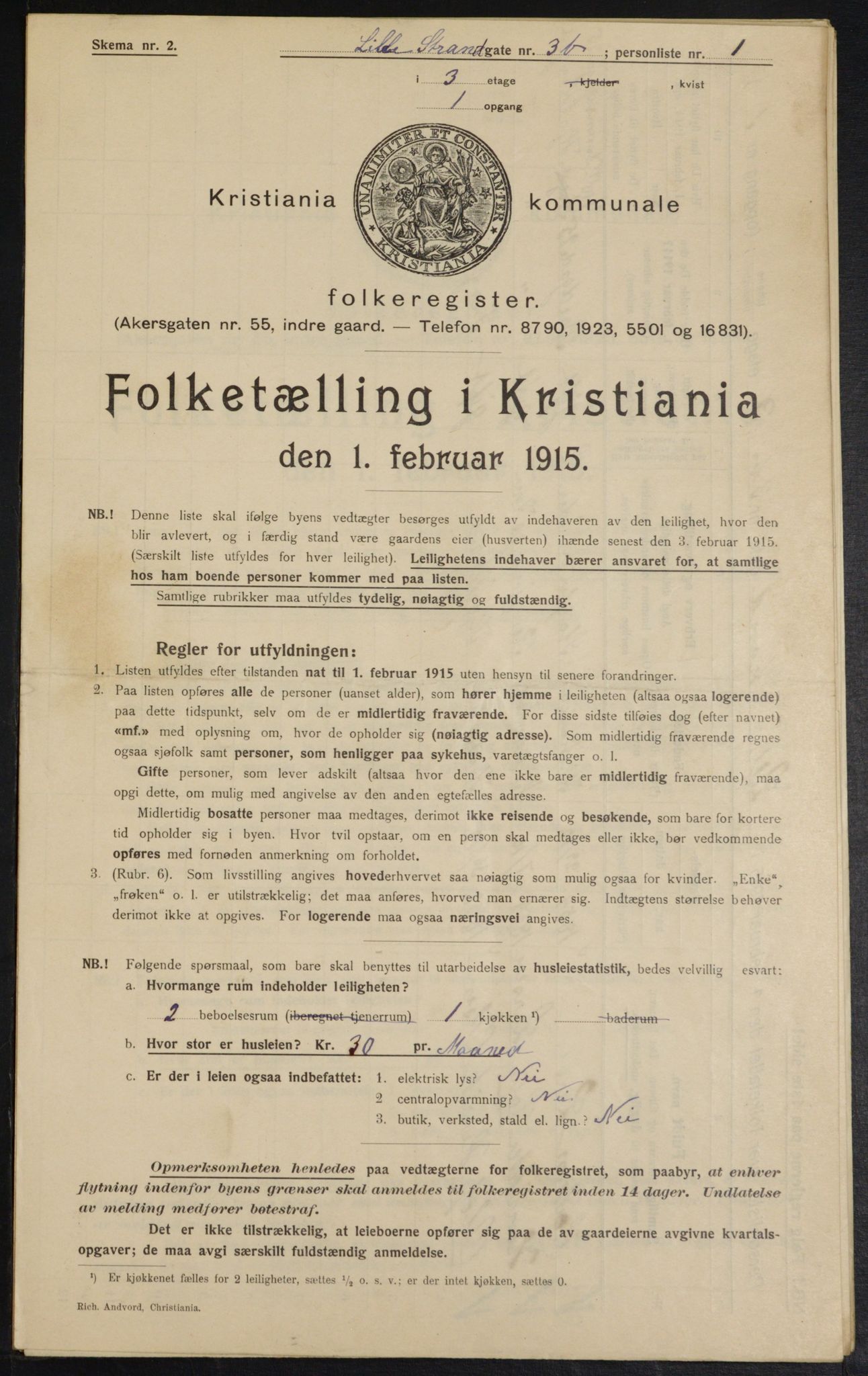 OBA, Municipal Census 1915 for Kristiania, 1915, p. 57085