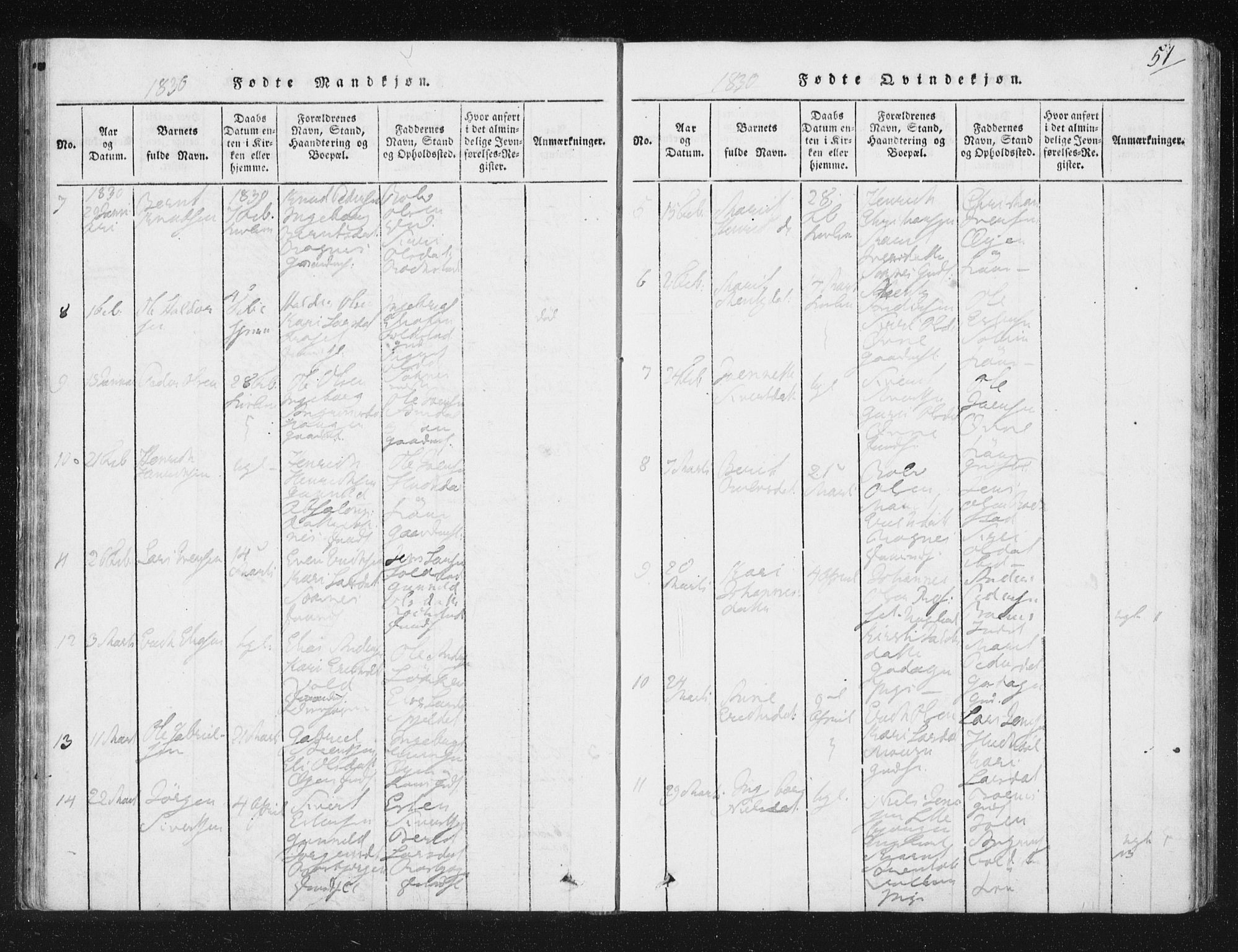 Ministerialprotokoller, klokkerbøker og fødselsregistre - Sør-Trøndelag, AV/SAT-A-1456/687/L0996: Parish register (official) no. 687A04, 1816-1842, p. 51