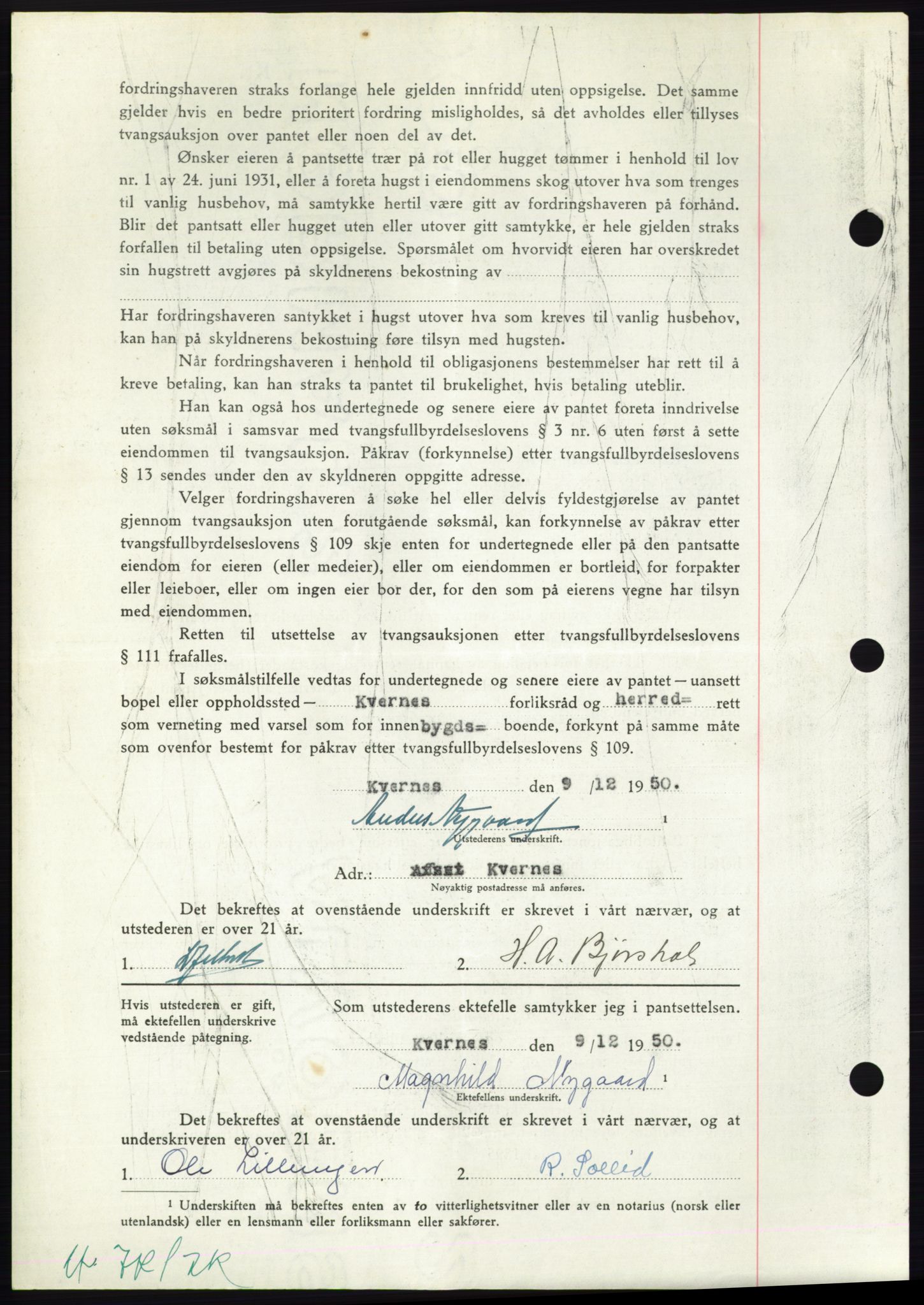 Nordmøre sorenskriveri, AV/SAT-A-4132/1/2/2Ca: Mortgage book no. B106, 1950-1950, Diary no: : 4088/1950