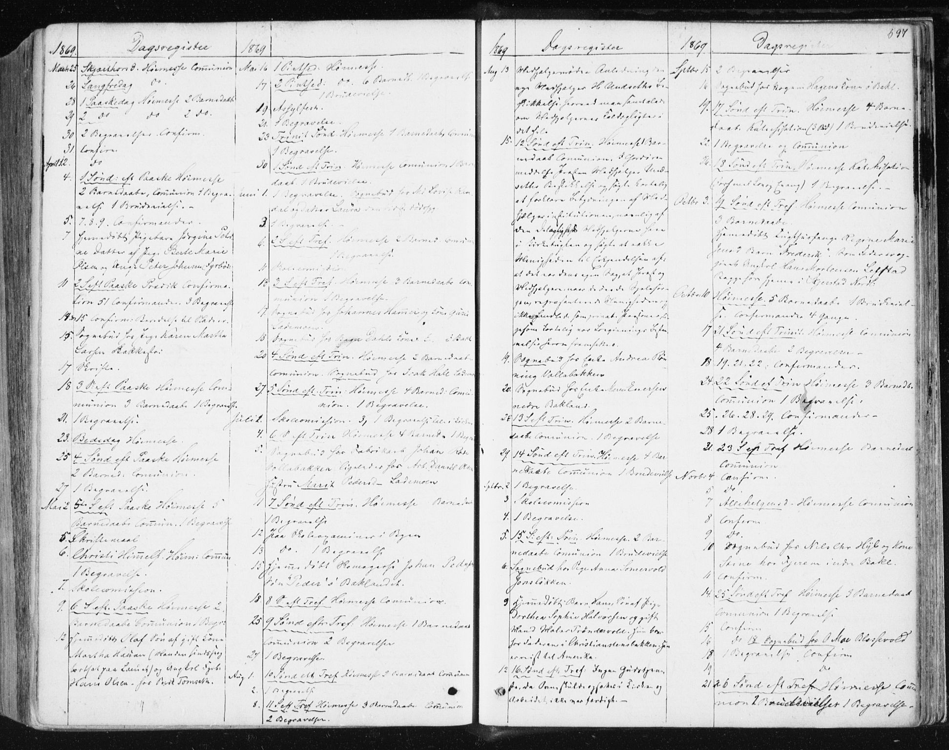 Ministerialprotokoller, klokkerbøker og fødselsregistre - Sør-Trøndelag, SAT/A-1456/604/L0186: Parish register (official) no. 604A07, 1866-1877, p. 697