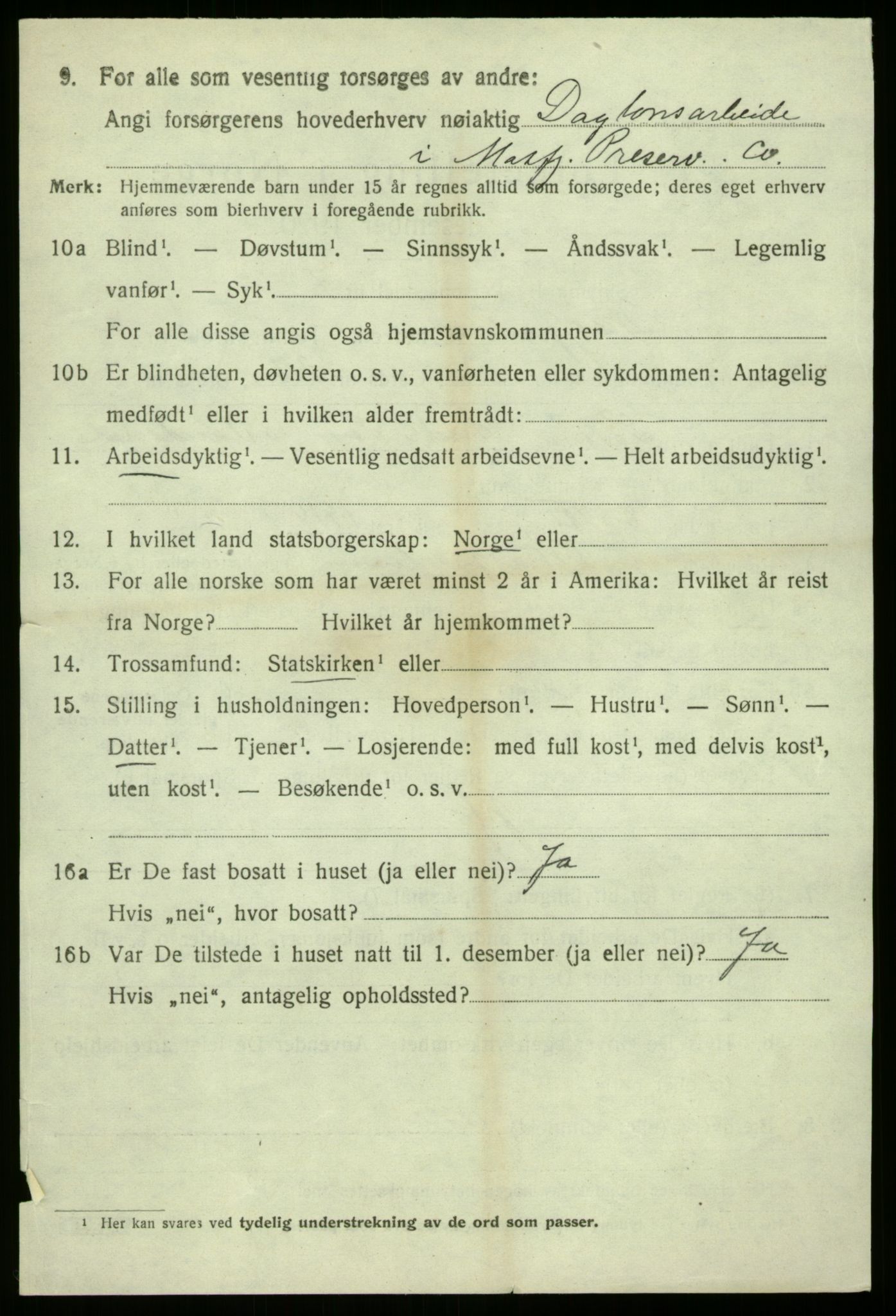 SAB, 1920 census for Masfjorden, 1920, p. 3068